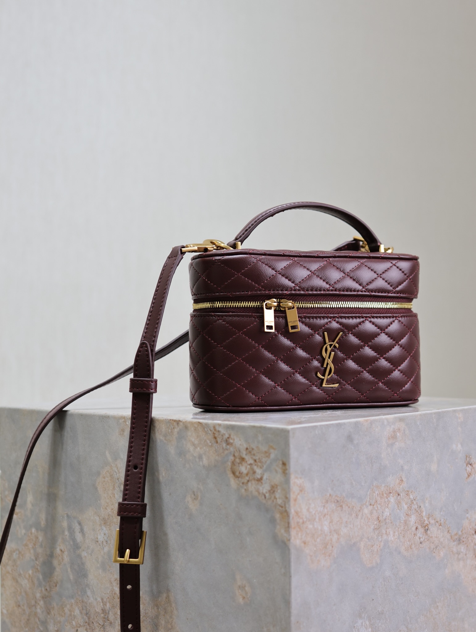 [TOP] Yves Saint Laurent YSL Gaby Mini Makeup Bag 18x11x6.5cm - Red&GWH