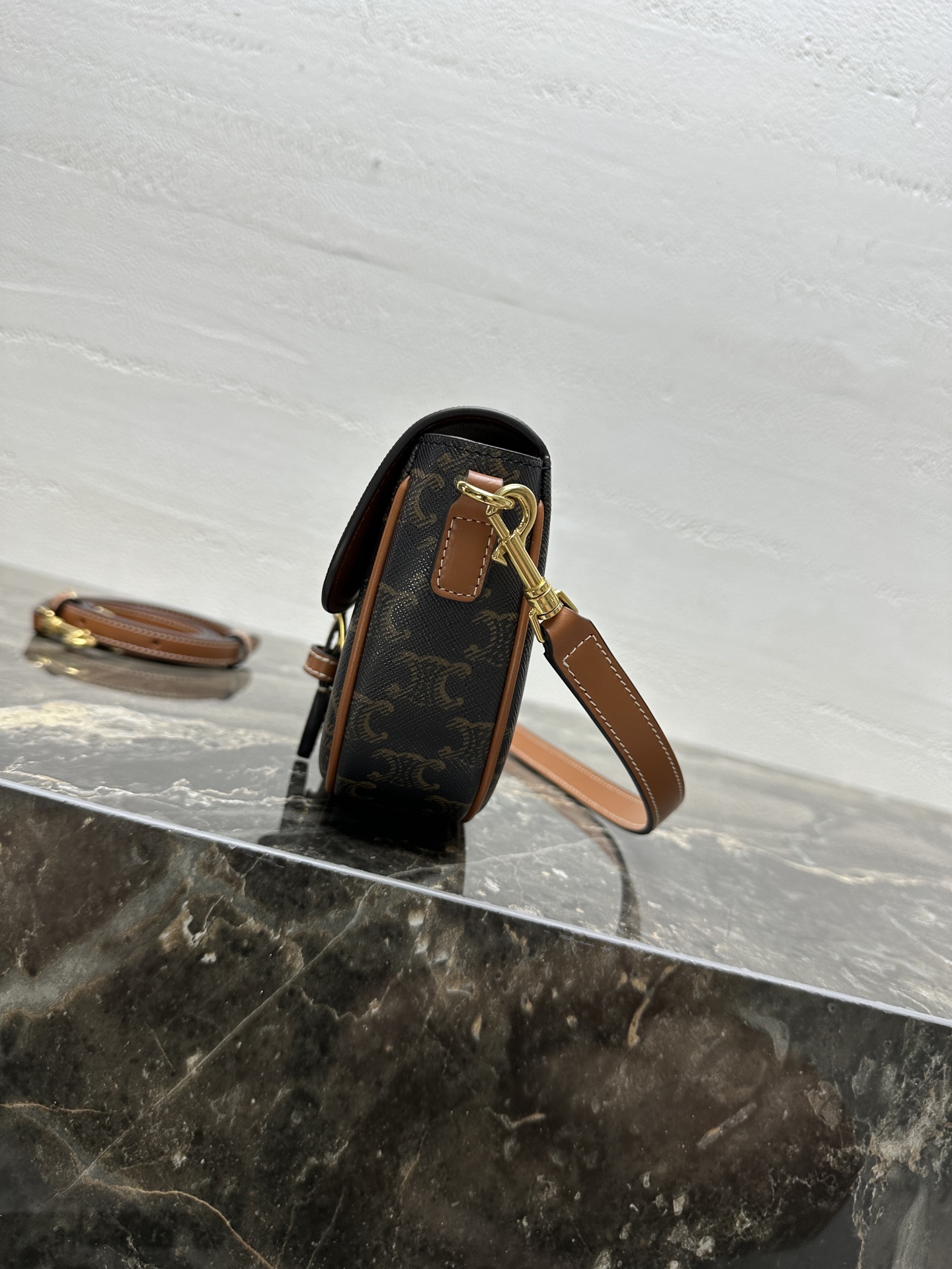 [TOP] CELINE FOLCO Printed Bag 20×14×5cm - Brown