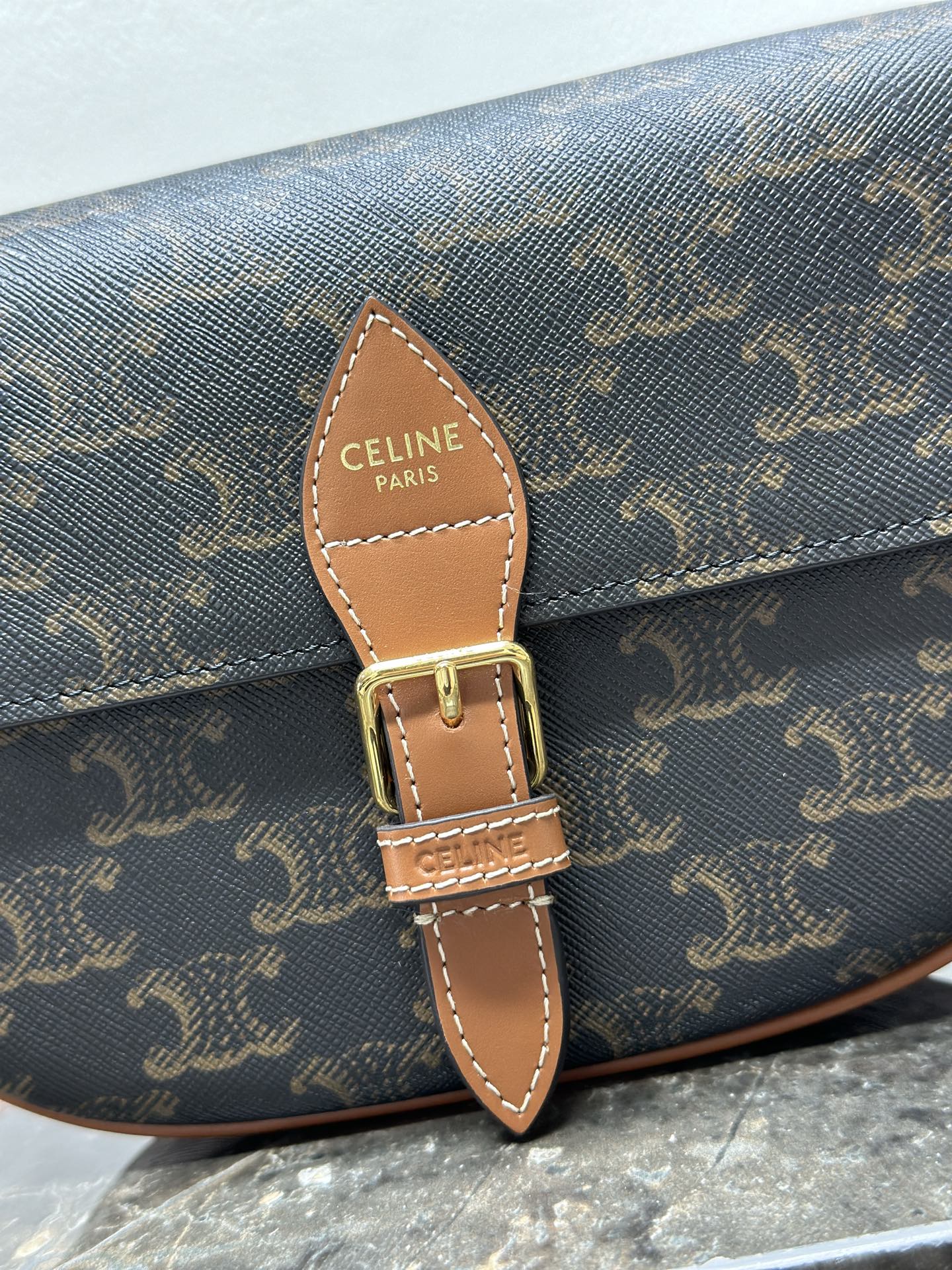 [TOP] CELINE FOLCO Printed Bag 20×14×5cm - Brown