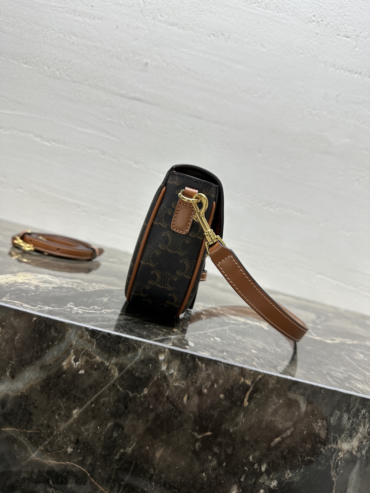 [TOP] CELINE FOLCO Printed Bag 20×14×5cm - Brown