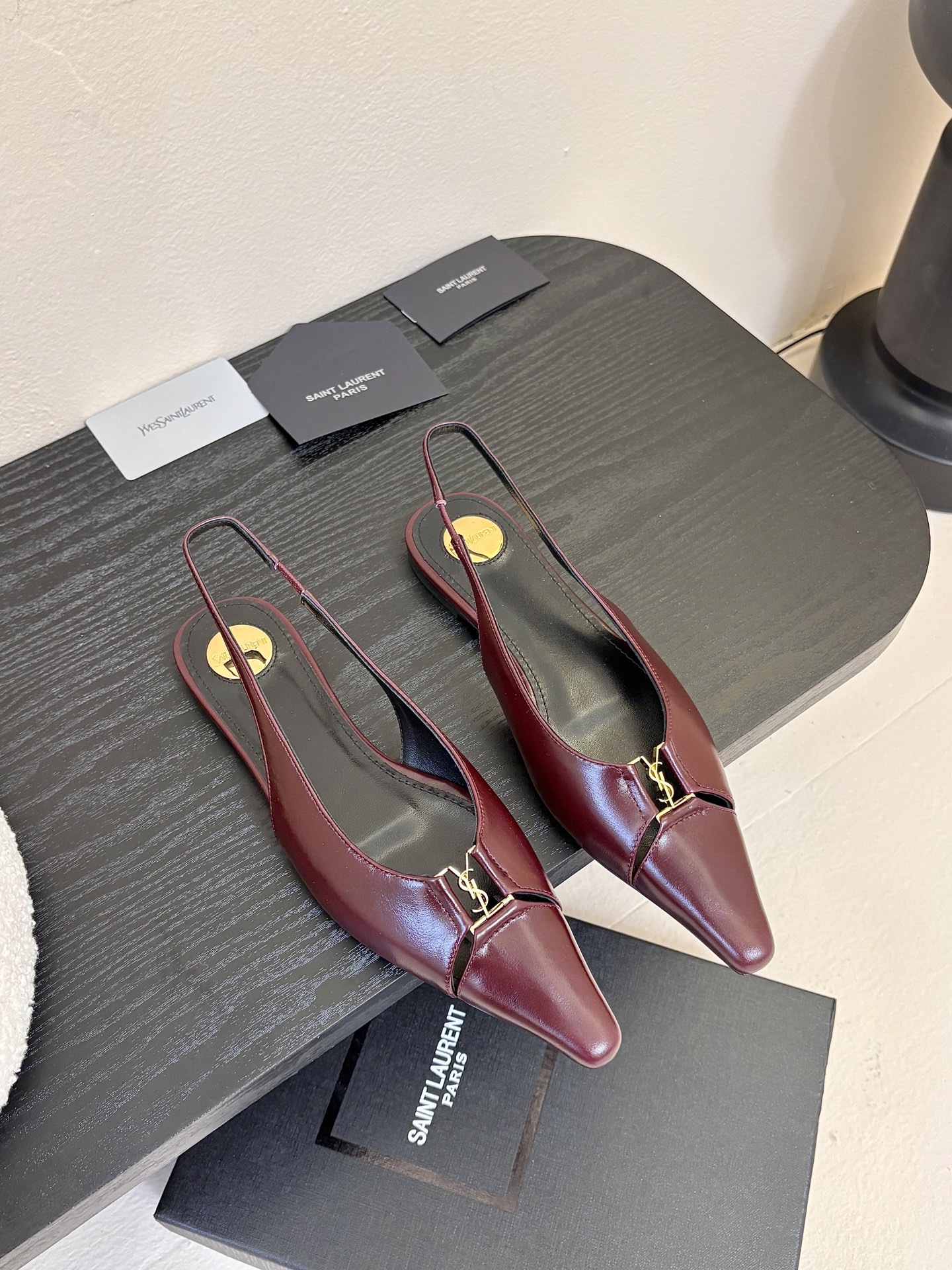 [TOP] Yves Saint Laurent YSL Cow Leather/Silk Flats Mules - 4 Colors