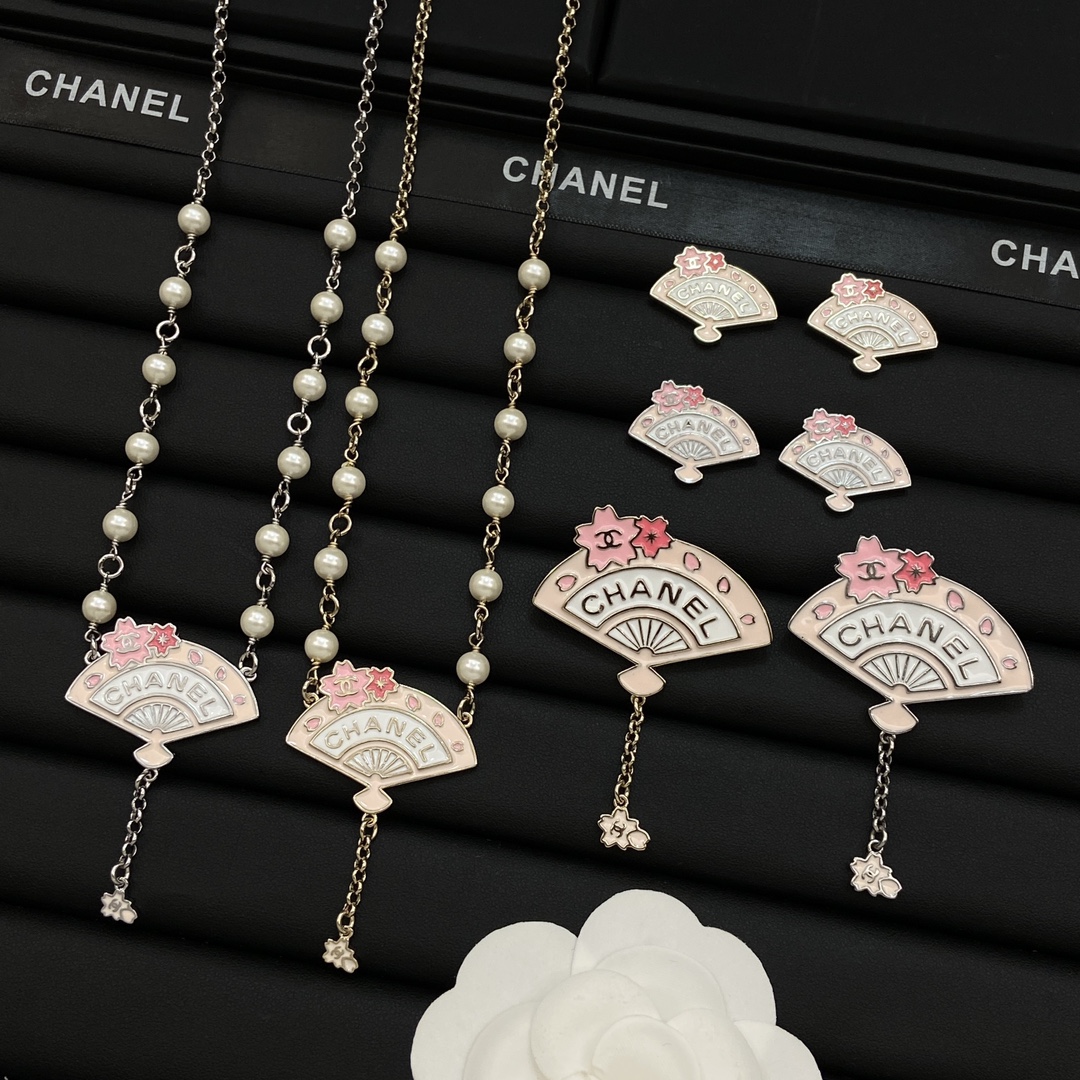 [TOP] CHANEL Necklace Earrings Brooch Set - 2 Color