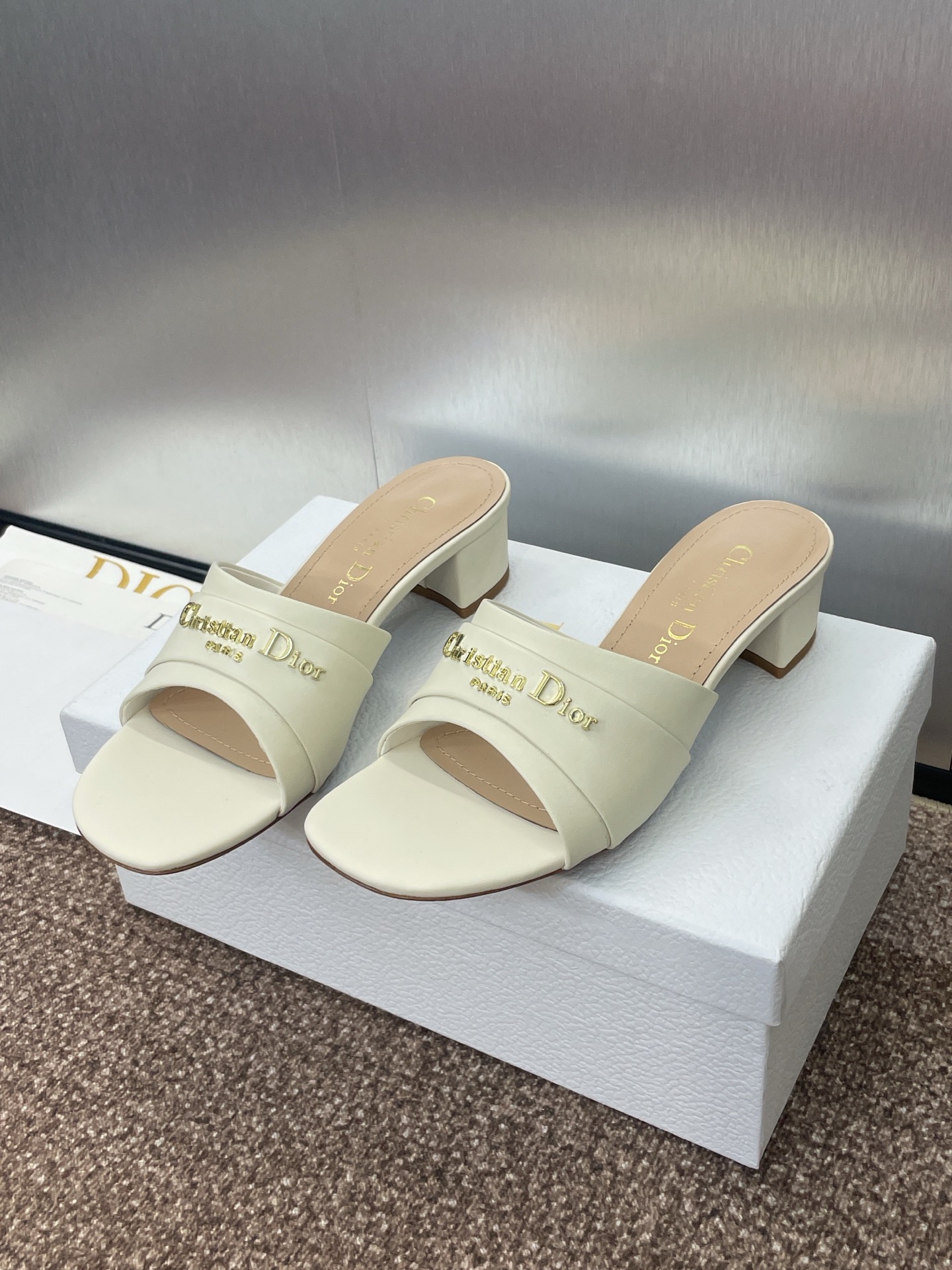 [TOP] Christian Dior My Dior 3.5cm Low Heels Slippers Calfskin - 2 Color