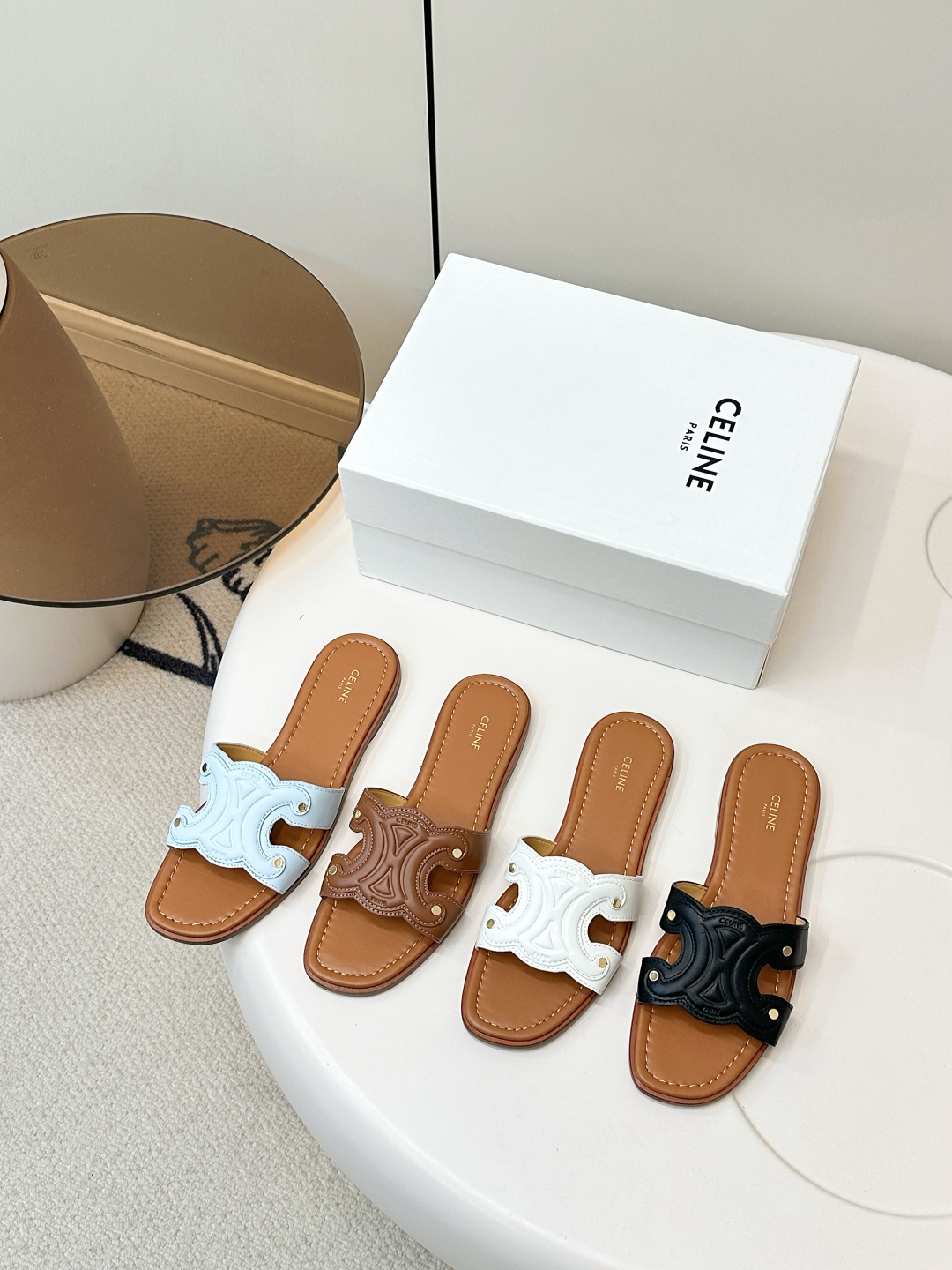 [TOP] CELINE Classic Calfskin Slippers - 4 Colors