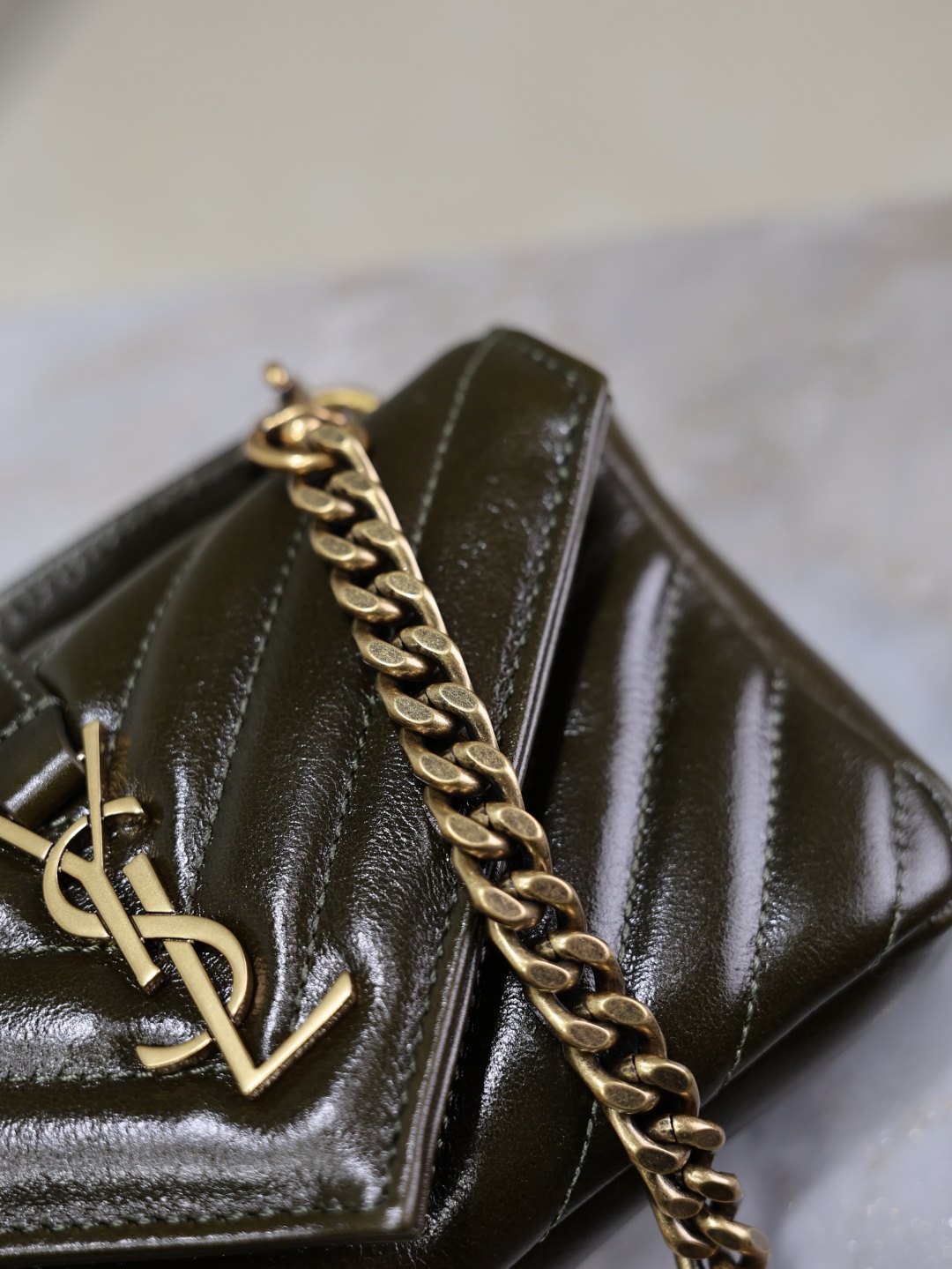 [TOP] Yves Saint Laurent YSL Envelope Bag Mini College Bag 20×13×3cm - Green