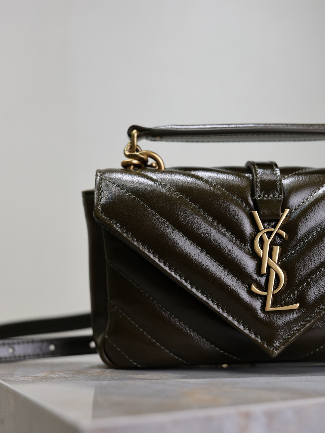 [TOP] Yves Saint Laurent YSL Envelope Bag Mini College Bag 20×13×3cm - Green