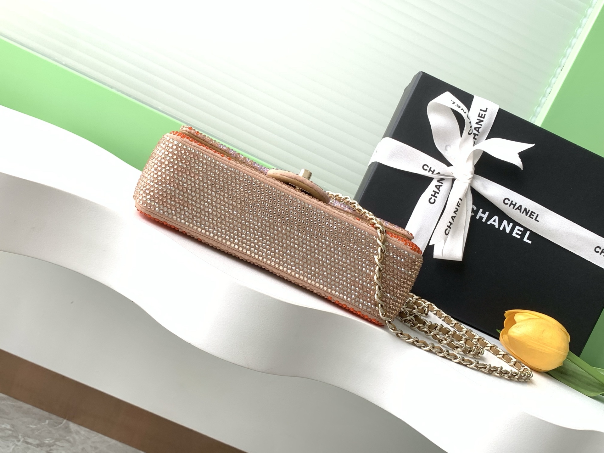 [TOP] CHANEL Diamond Flap Bag 14-21-8 cm - Pink