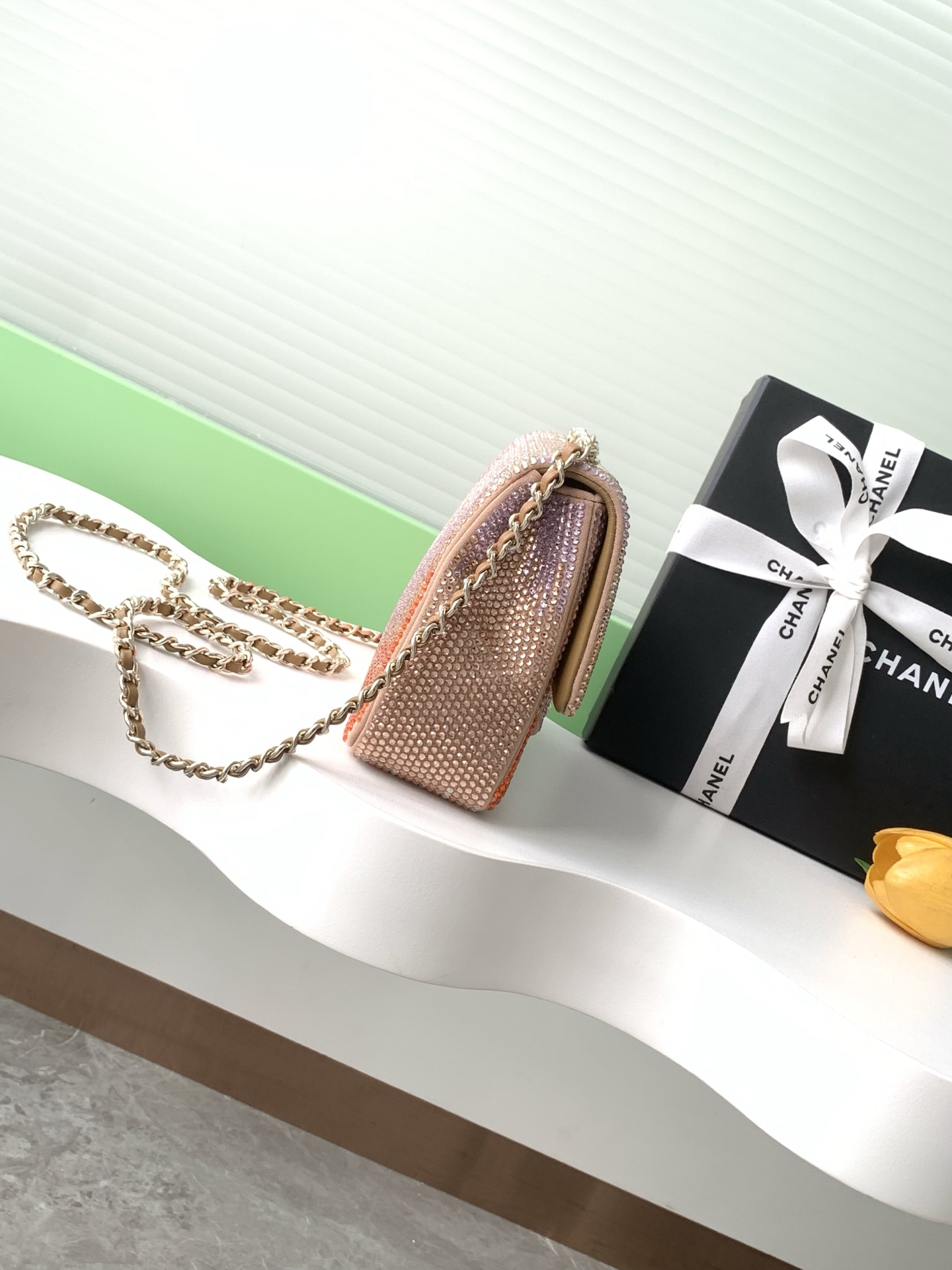 [TOP] CHANEL Diamond Flap Bag 14-21-8 cm - Pink