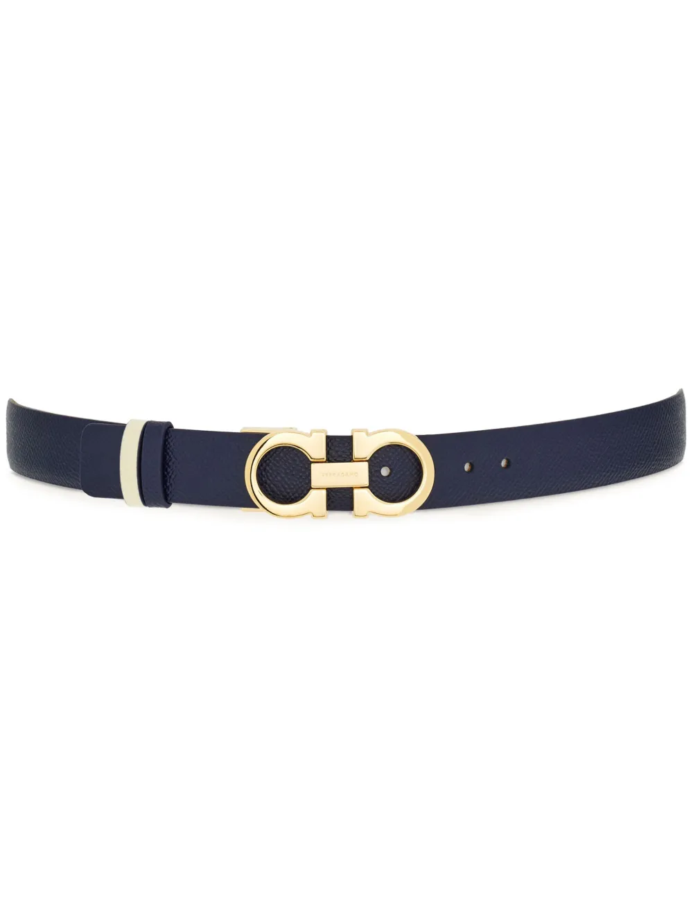 [TOP] Ferragamo Gancini Double-sided  Belt - Navy