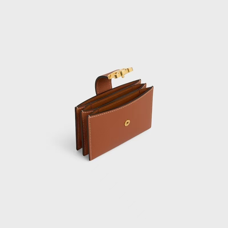 [TOP] CELINE ACCORDEON Card Bag 11×7×2.5cm - Brown