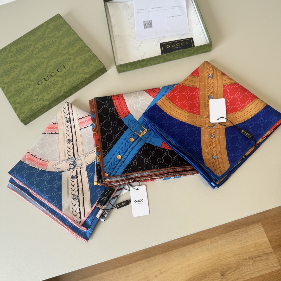 [TOP] GUCCI  Silk Scarf 90×90 cm - 3 Colors