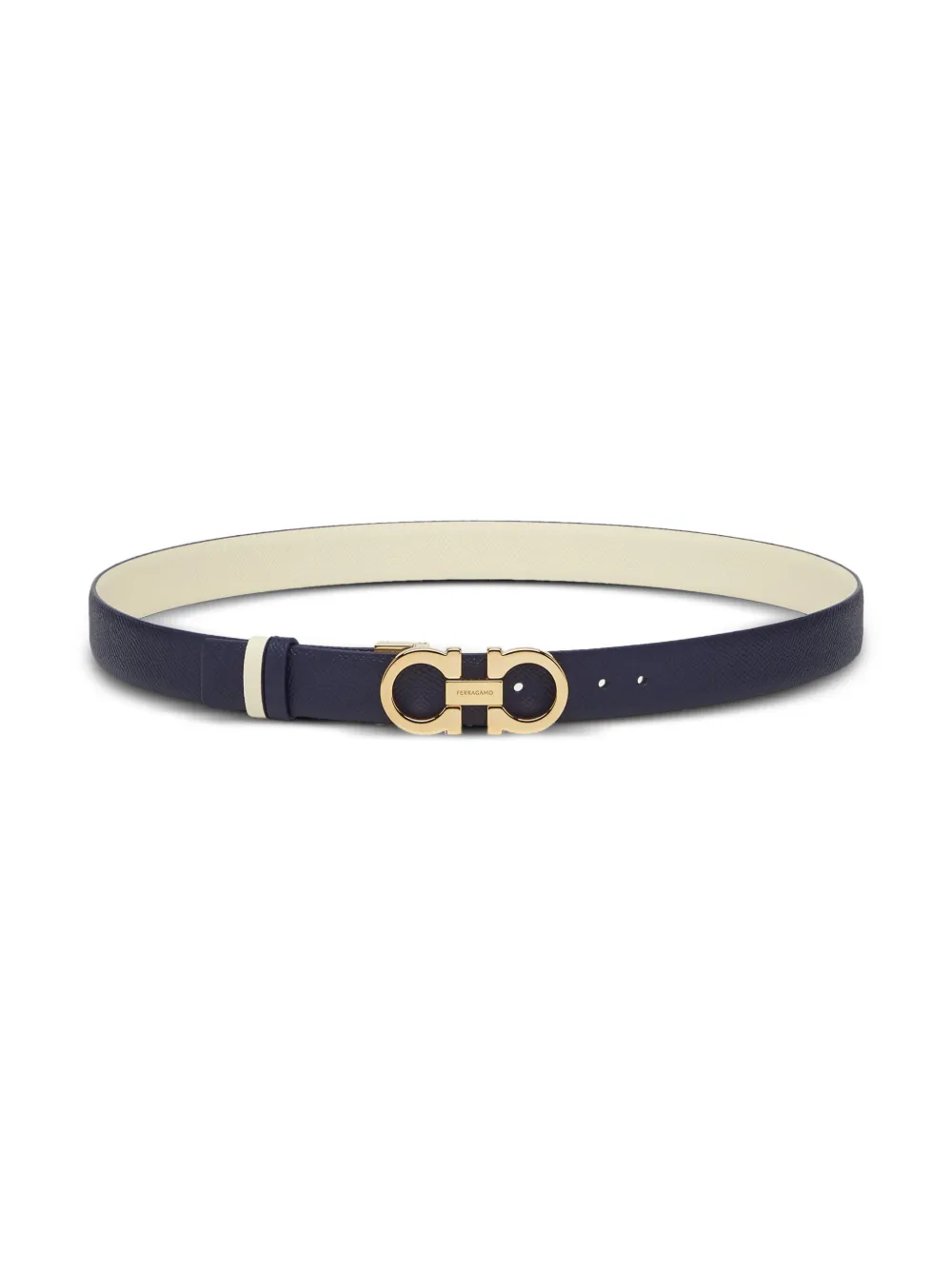 [TOP] Ferragamo Gancini Double-sided  Belt - Navy