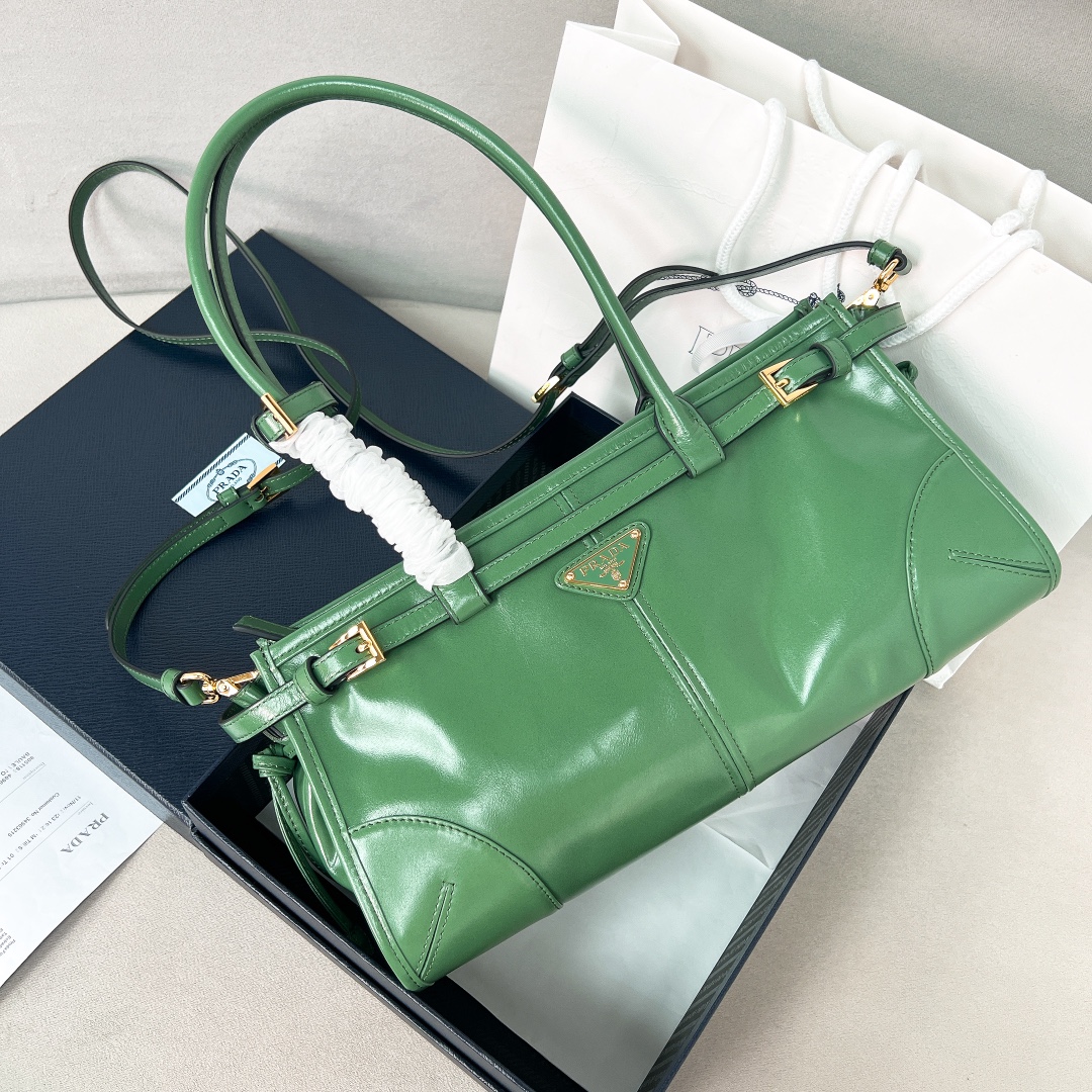 [TOP] PRADA LusSolf Bag Oiled Cowhide 32x15.5x12cm - Green , Blue