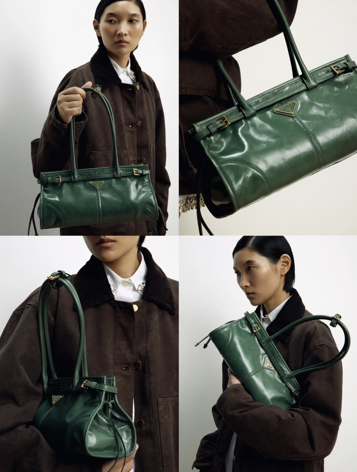 [TOP] PRADA LusSolf Bag Oiled Cowhide 32x15.5x12cm - Green , Blue