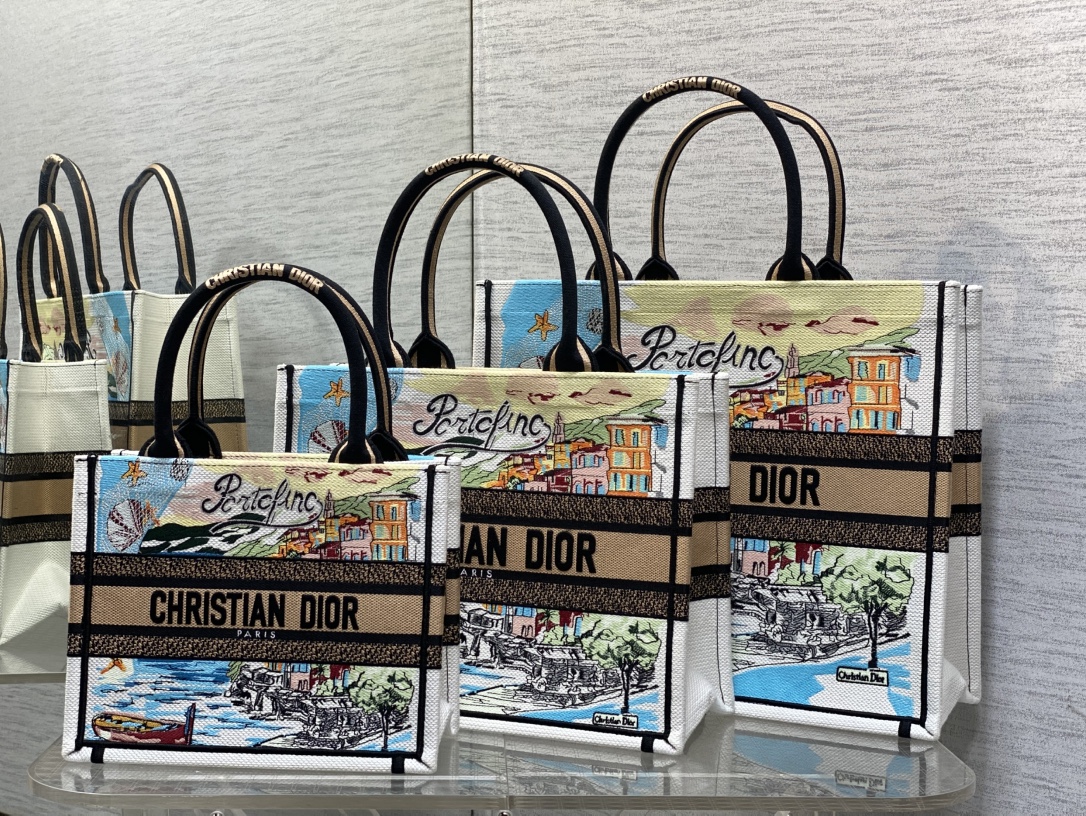 [TOP] Christian Dior  Book Tote Bag - 3 Sizes - Blue and Yellow