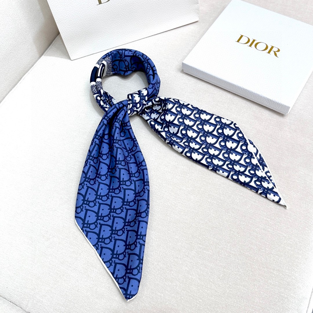 [TOP] Christian Dior Silk Scarf 90x90 cm - Blue