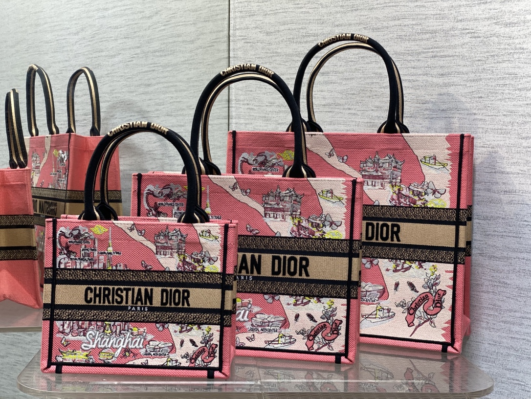 [TOP] Christian Dior  Book Tote Bag - 3 Sizes - Pink