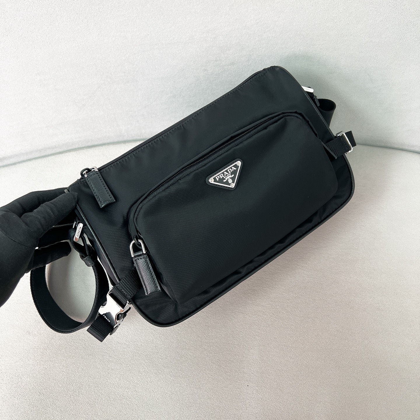 [TOP] PRADA Shoulder Bag Re-Nylon 28x17.5x10cm/35x22x12cm - Black