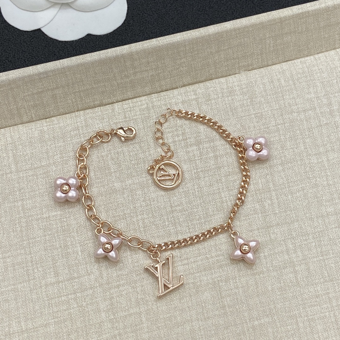 [TOP] Louis Vuitton LV Bracelet with Pink Flowers - 3 Colour