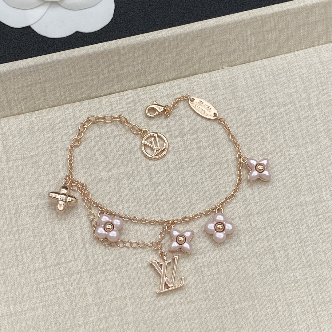 [TOP] Louis Vuitton LV Bracelet with Pink Flowers - 3 Colour