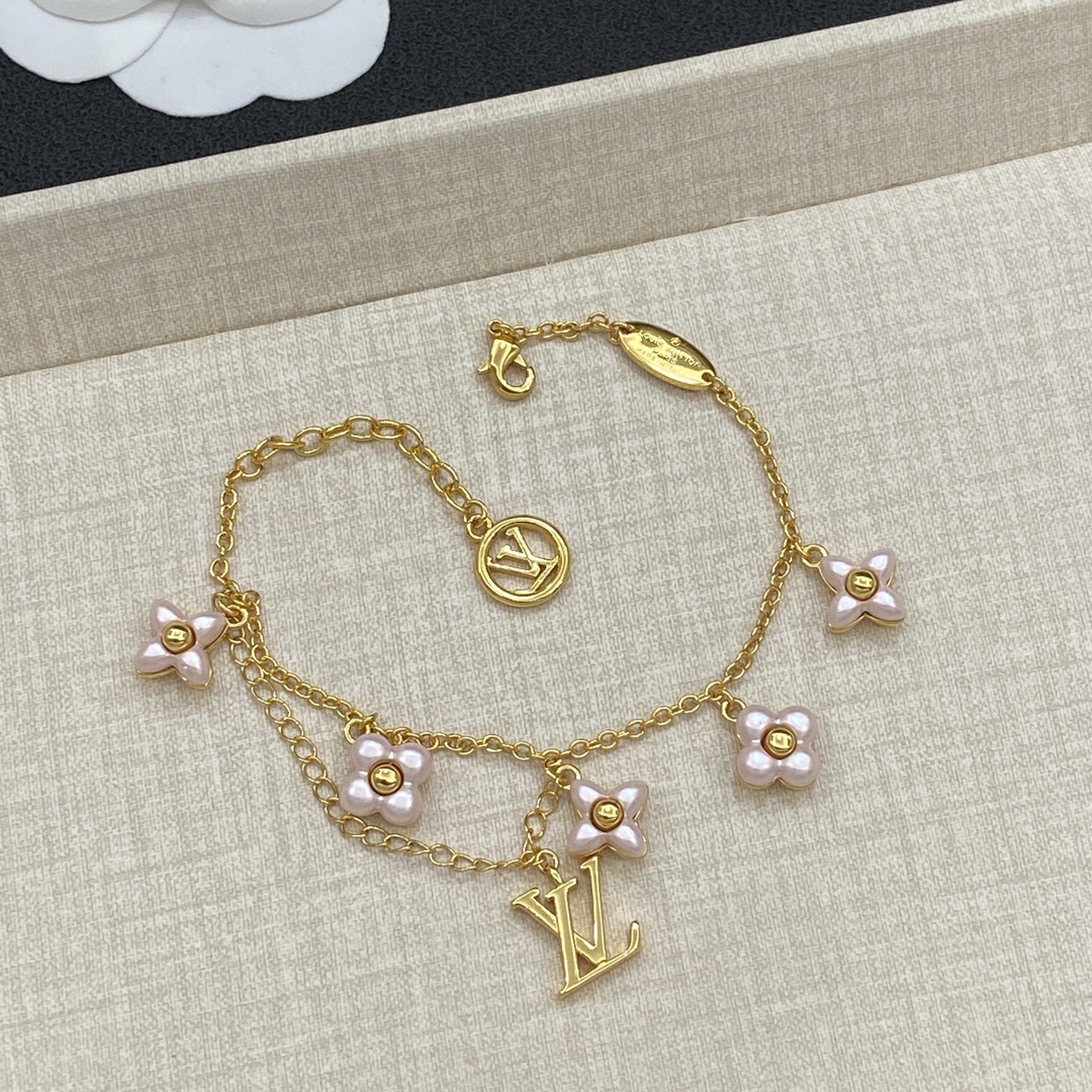 [TOP] Louis Vuitton LV Bracelet with Pink Flowers - 3 Colour