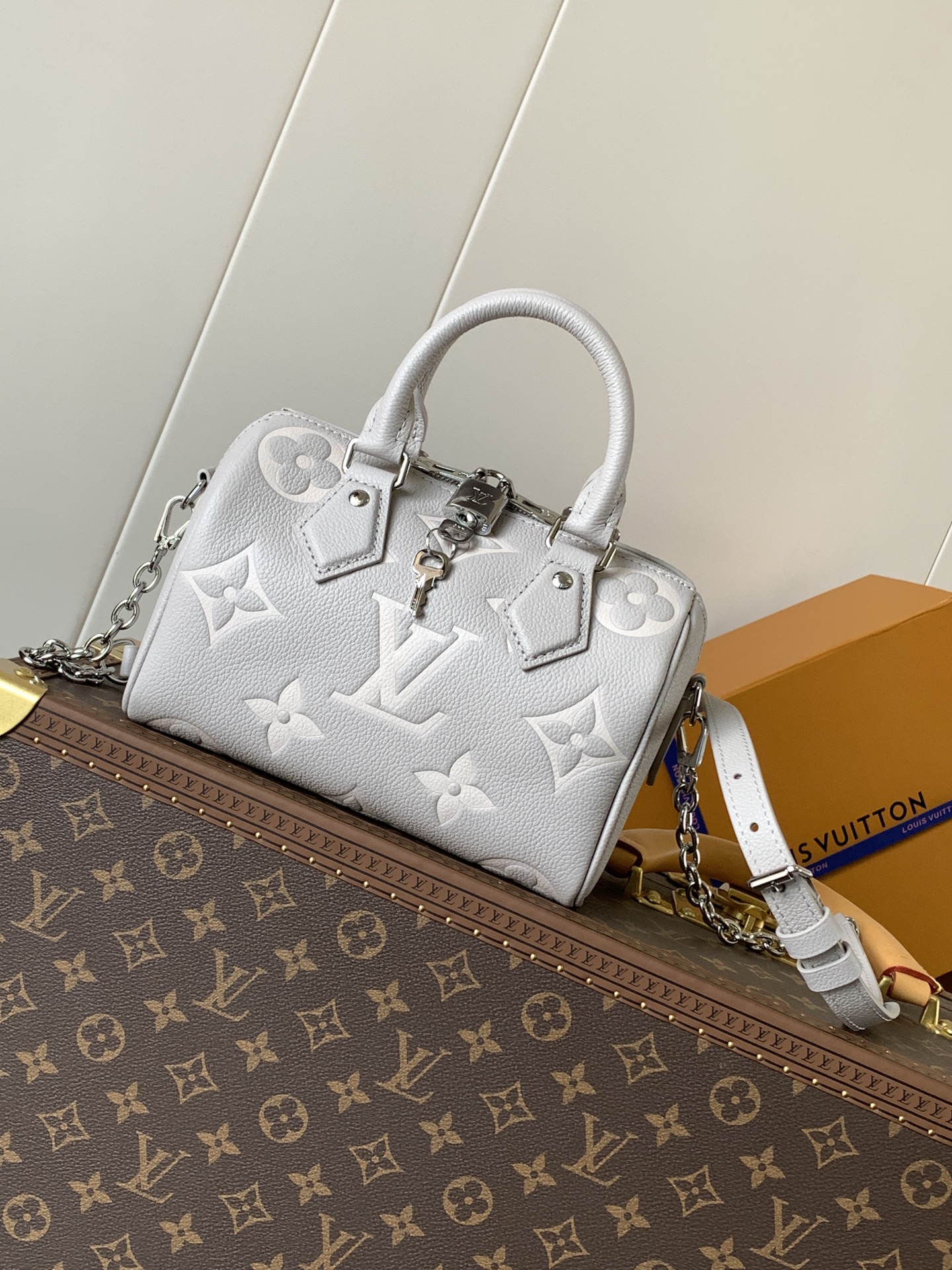 [TOP] Louis Vuitton LV Speedy Bandoulière 20 Bag Monogram Empreinte 20x13.5x12cm - Gray