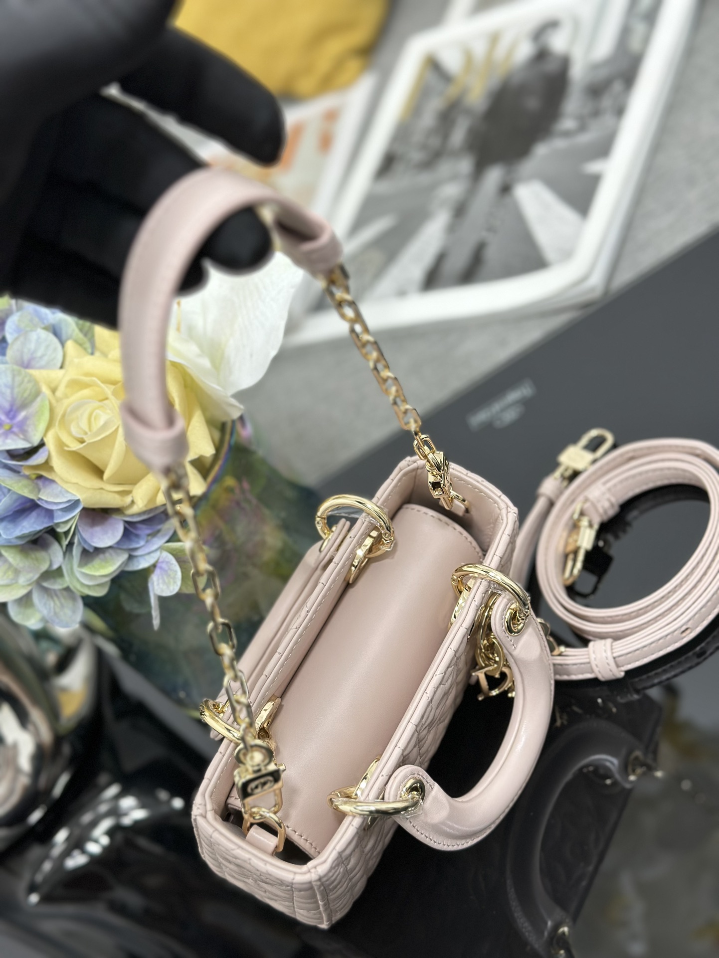 [TOP] Christian Dior Soft Lambskin Lucky Star Lady D-Joy Bag 16 x 9 x 5 cm - Pink&GHW