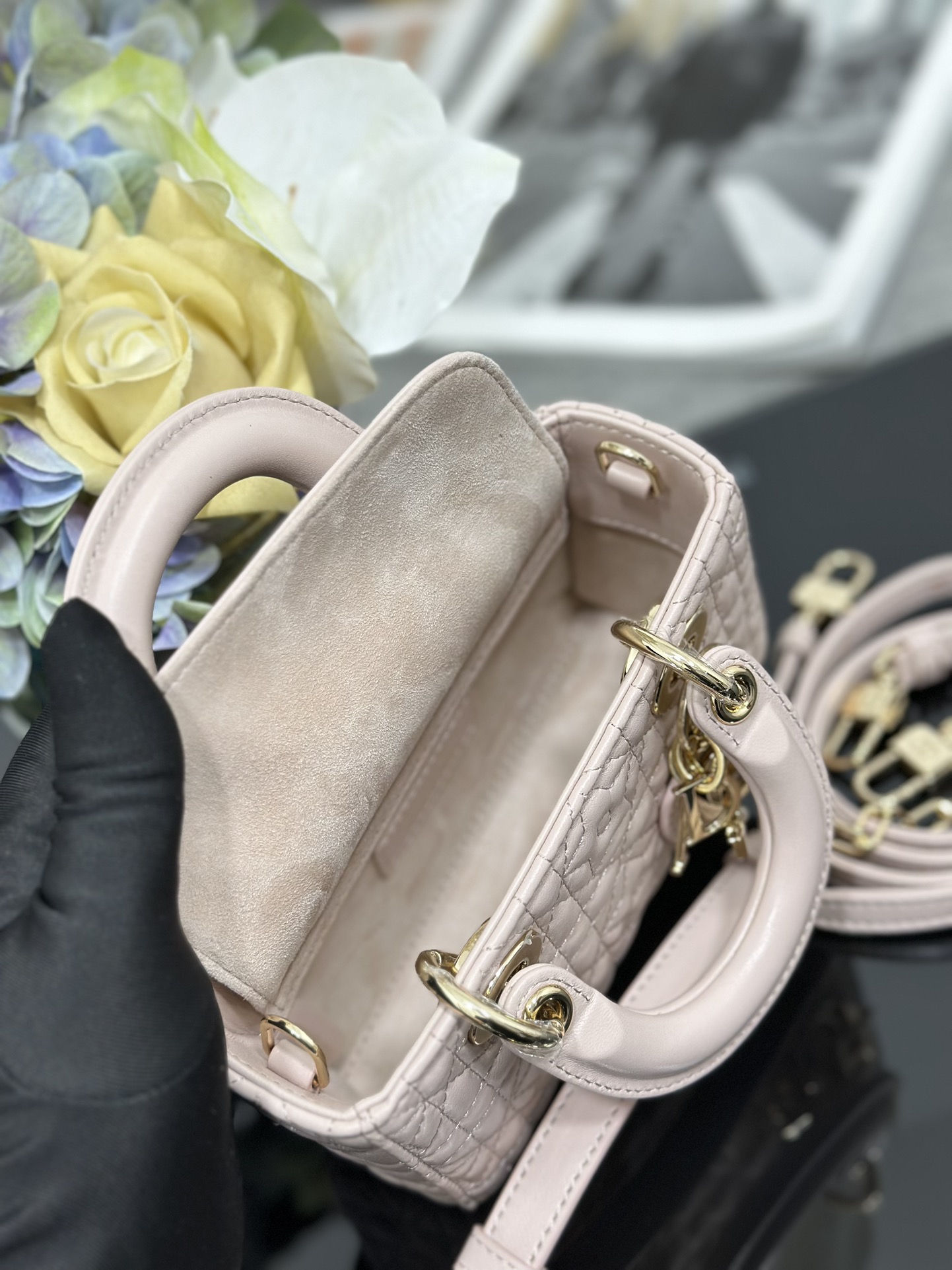 [TOP] Christian Dior Soft Lambskin Lucky Star Lady D-Joy Bag 16 x 9 x 5 cm - Pink&GHW