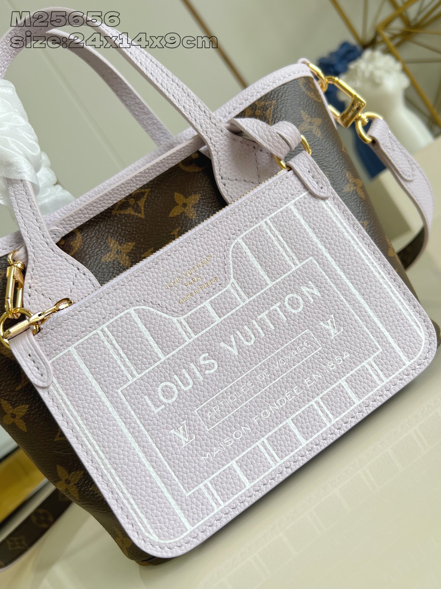 [TOP] Louis Vuitton LV  Neverful INSIDE OUT BB Bag 24x14x9cm - Light purple