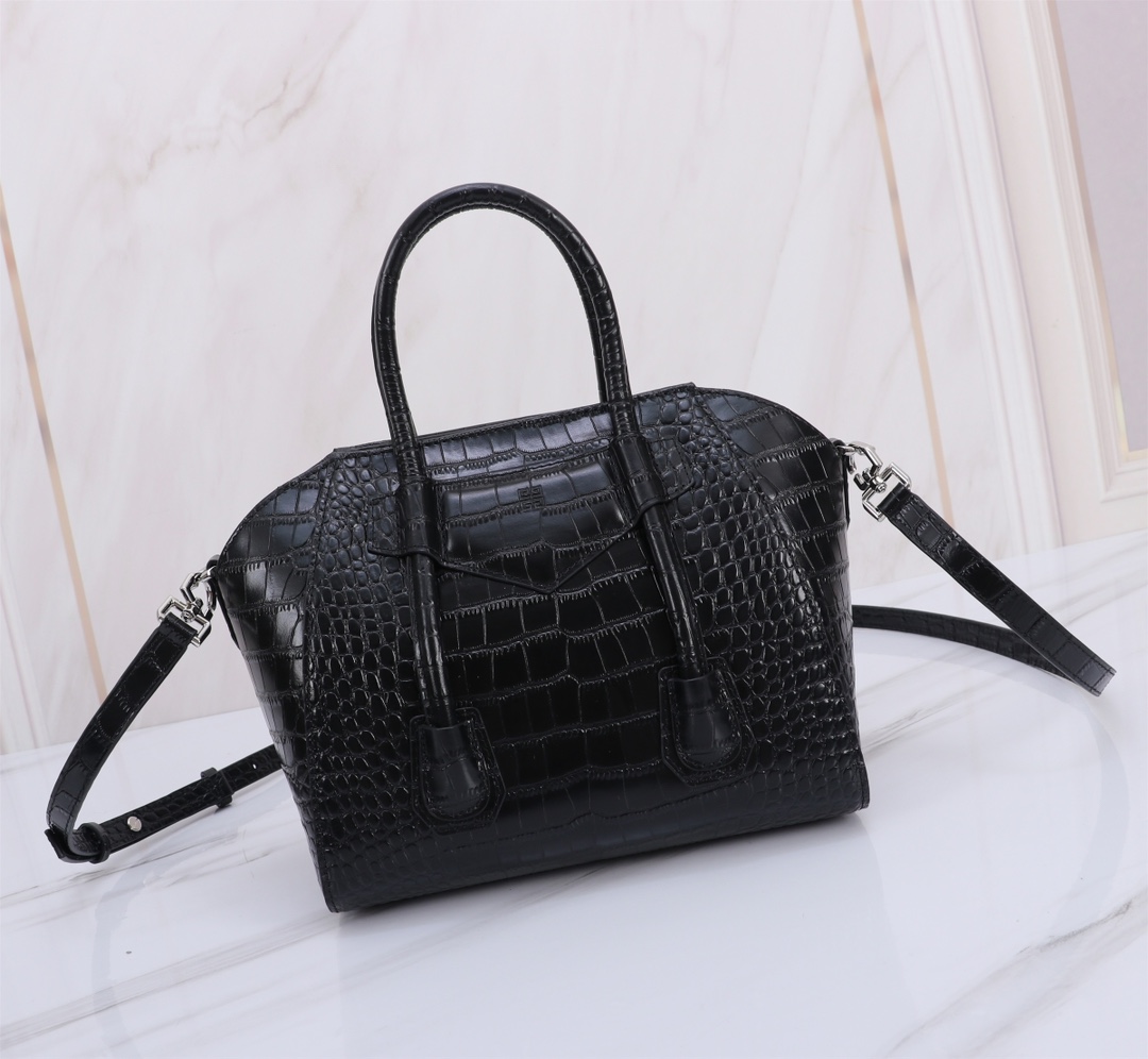 [TOP] GIVENCHY Antigona Toy Lock Bag 23x27x13cm - Black&SHW