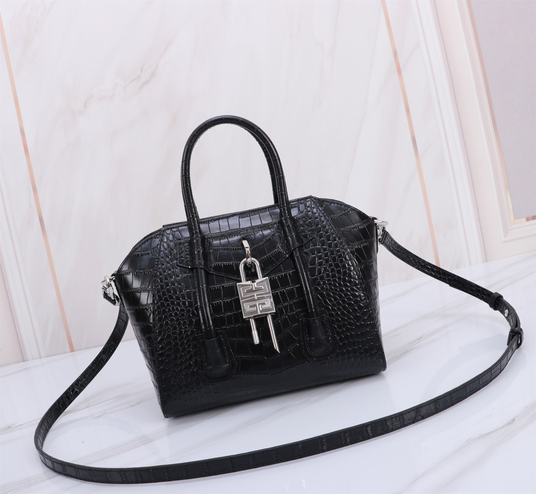[TOP] GIVENCHY Antigona Toy Lock Bag 23x27x13cm - Black&SHW