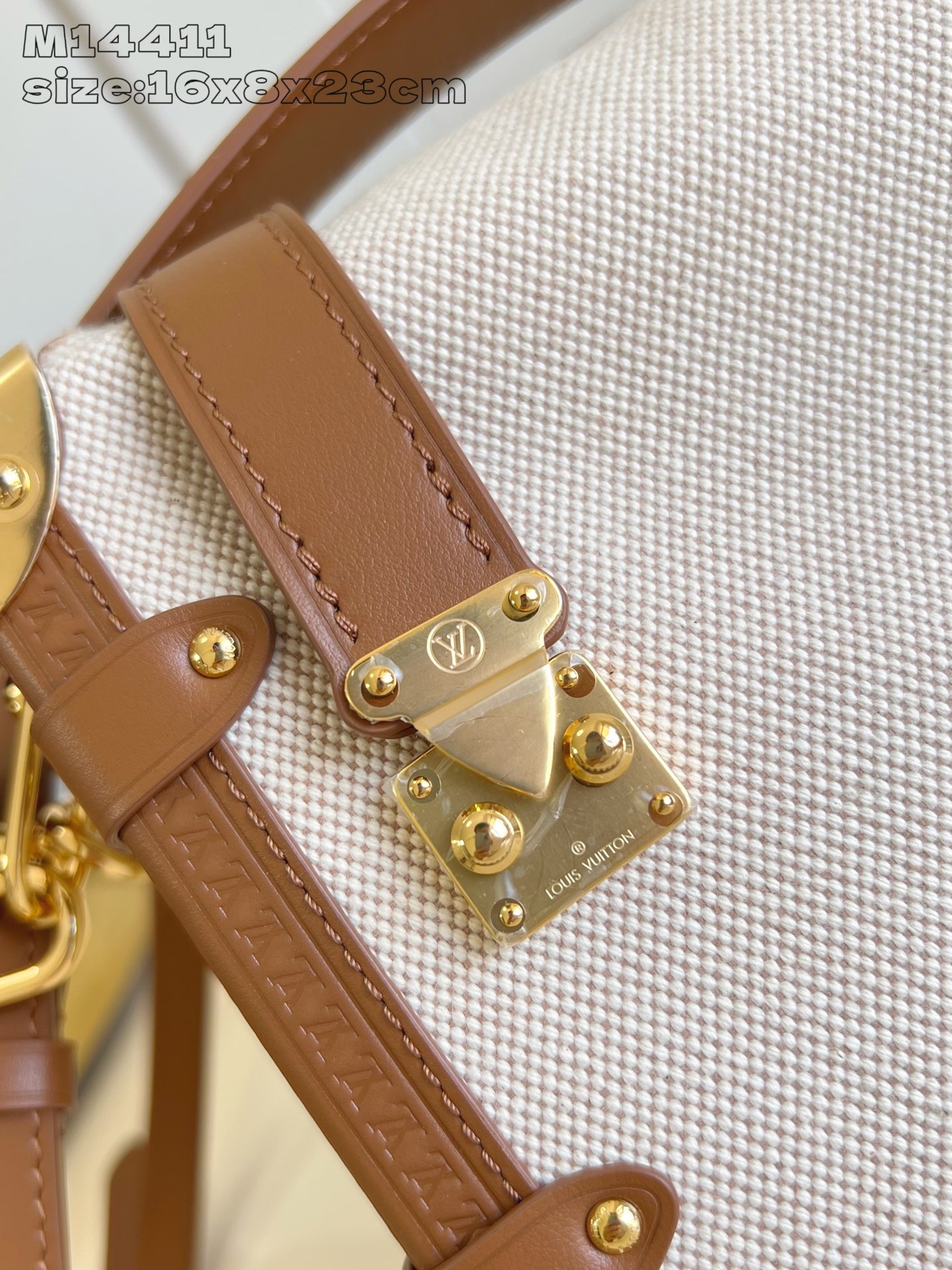 [TOP] Louis Vuitton LV Side Trunk Handbag  16 x 8.5 x 23.5cm - Apricot