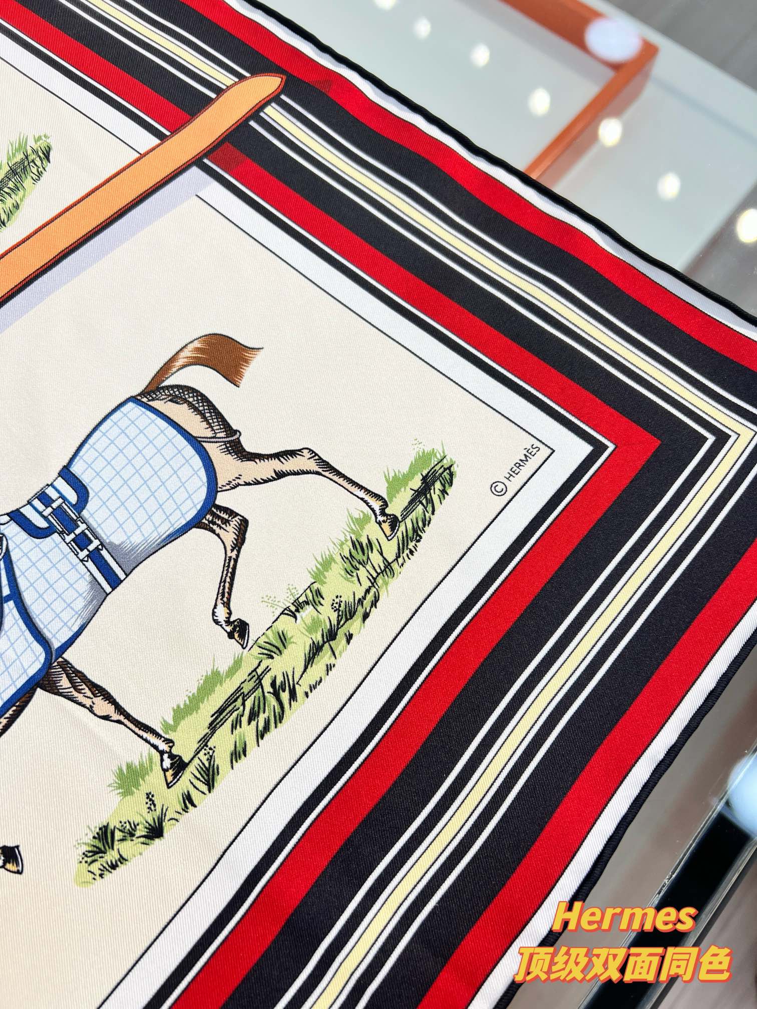 [TOP] HERMES Square Silk Scarf 90*90cm - Beige