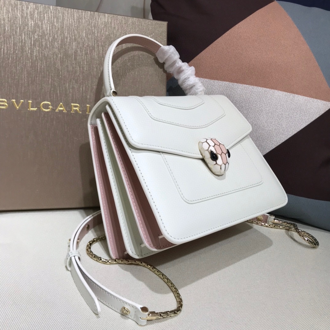 [TOP] BVLGARI Serpenti Forever Crossbody Bag 18x16x9.5cm - White