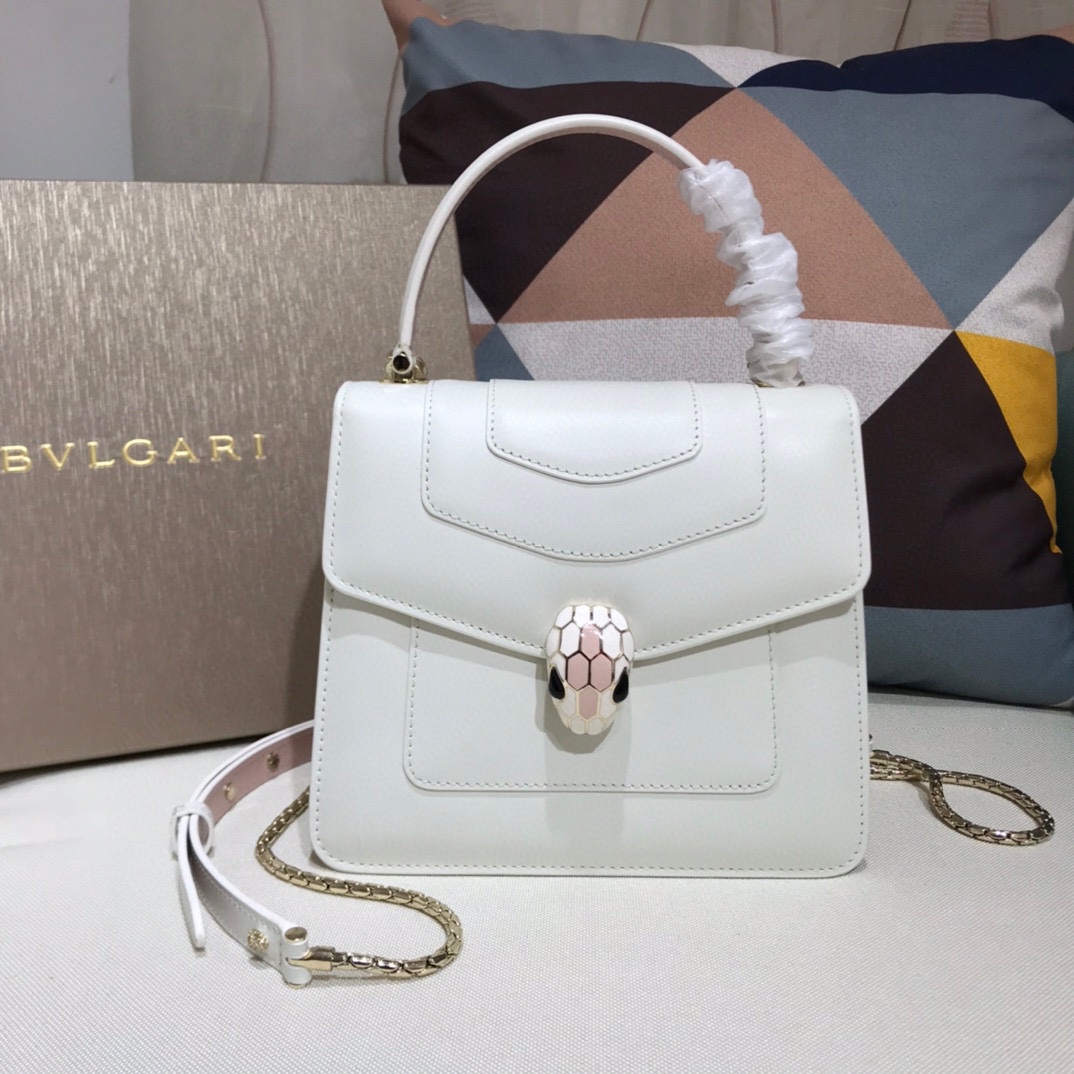 [TOP] BVLGARI Serpenti Forever Crossbody Bag 18x16x9.5cm - White