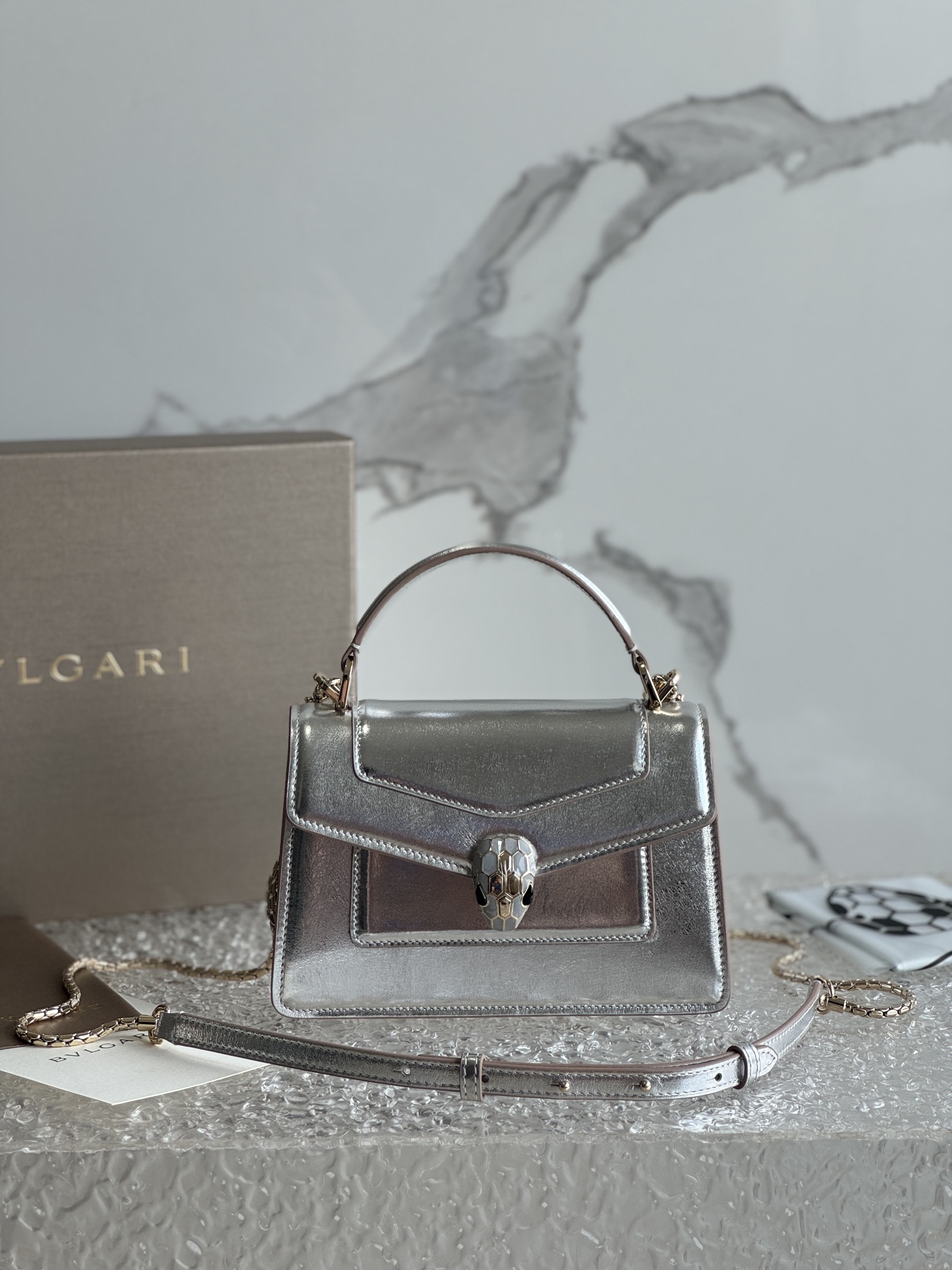 [TOP] BVLGARI Serpenti Forever Crossbody Bag 19 X 11 X 6 cm - Sliver