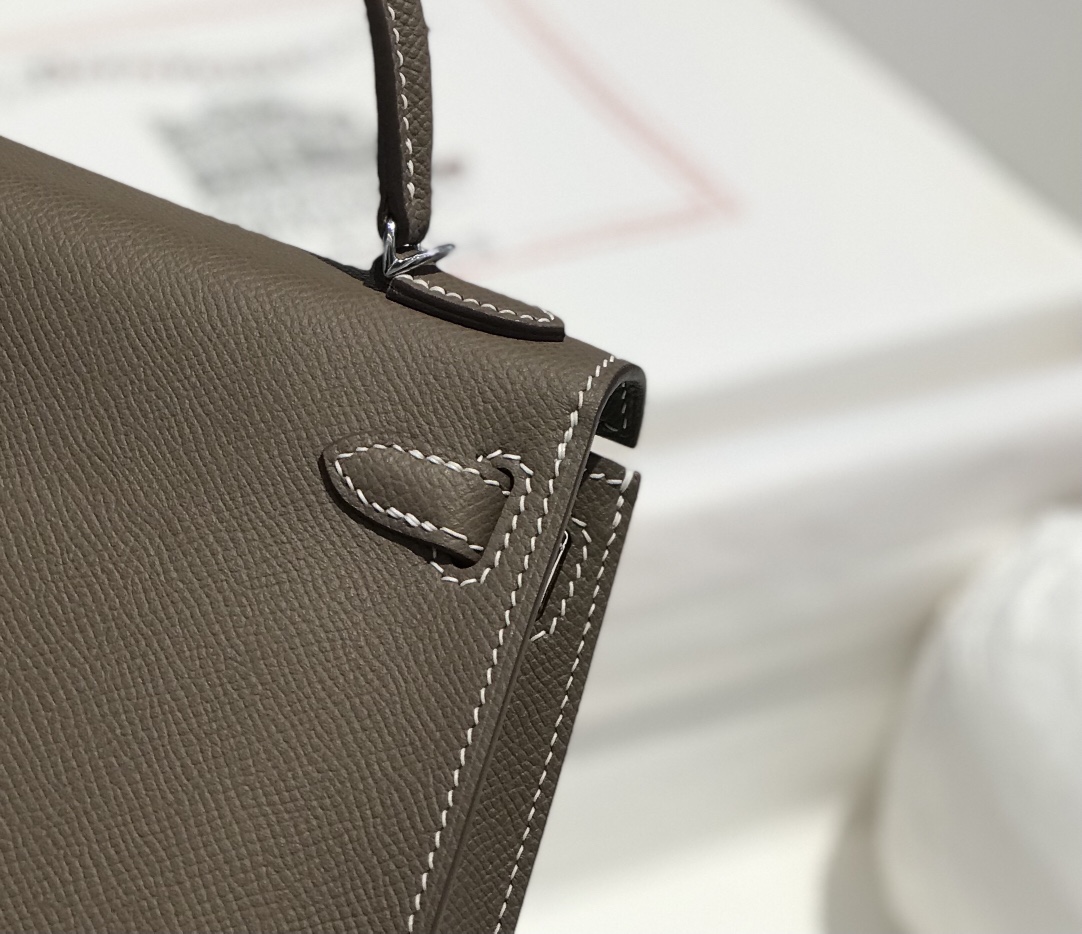[TOP] HERMES Mini Kelly II Epsom Leather 19cm -  Asphalt gray & SHW