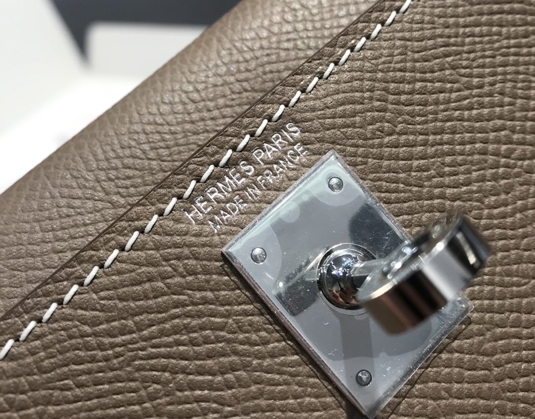 [TOP] HERMES Mini Kelly II Epsom Leather 19cm -  Asphalt gray & SHW