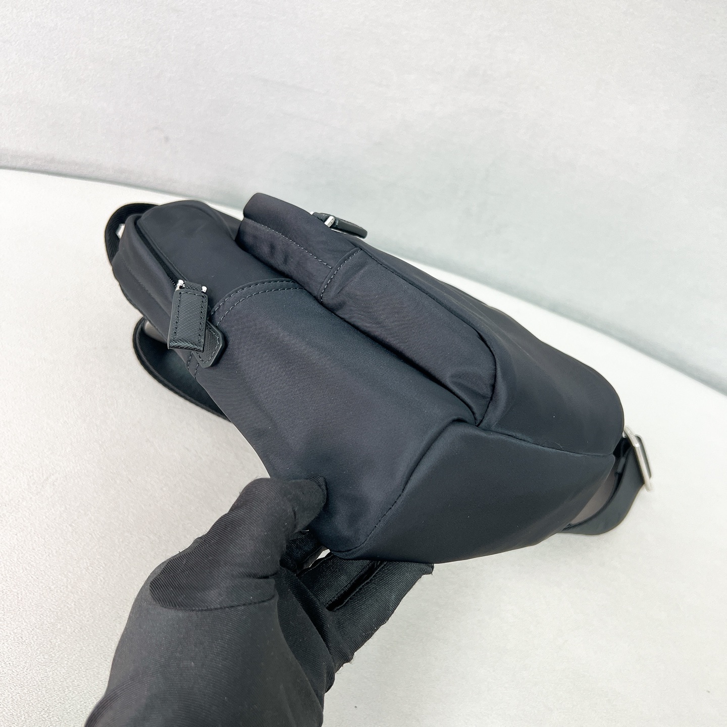 [TOP] PRADA Re-Nylon and Saffiano Leather Backpack 20x27x8cm - Black