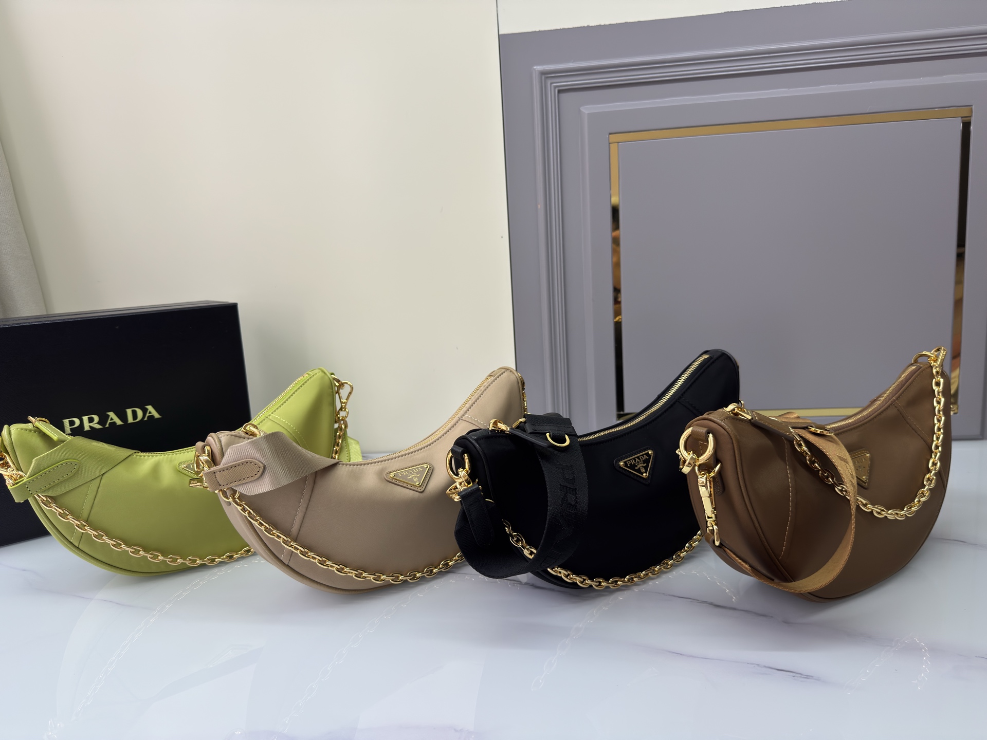 [TOP] PRADA Demi-lune Shoulder Bag Re-Nylon 30x13.5x6cm - 4 Color