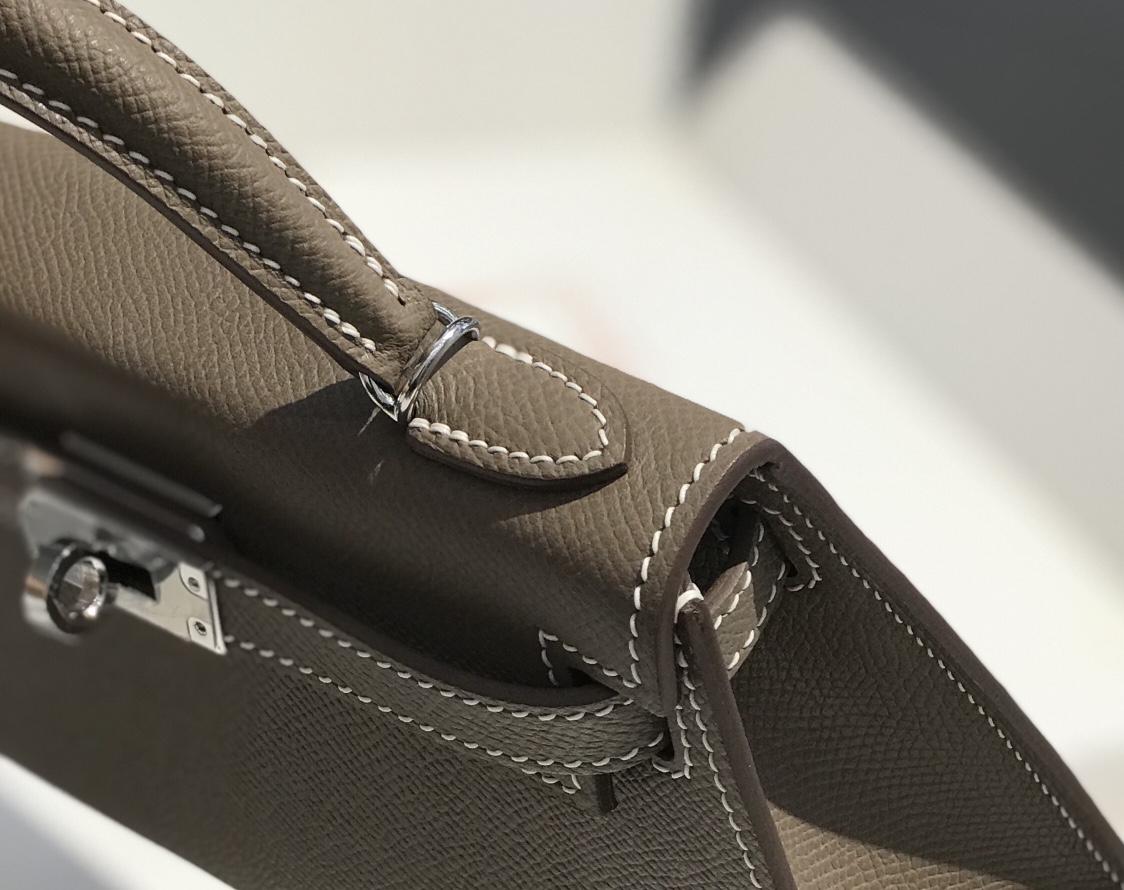 [TOP] HERMES Mini Kelly II Epsom Leather 19cm -  Asphalt gray & SHW