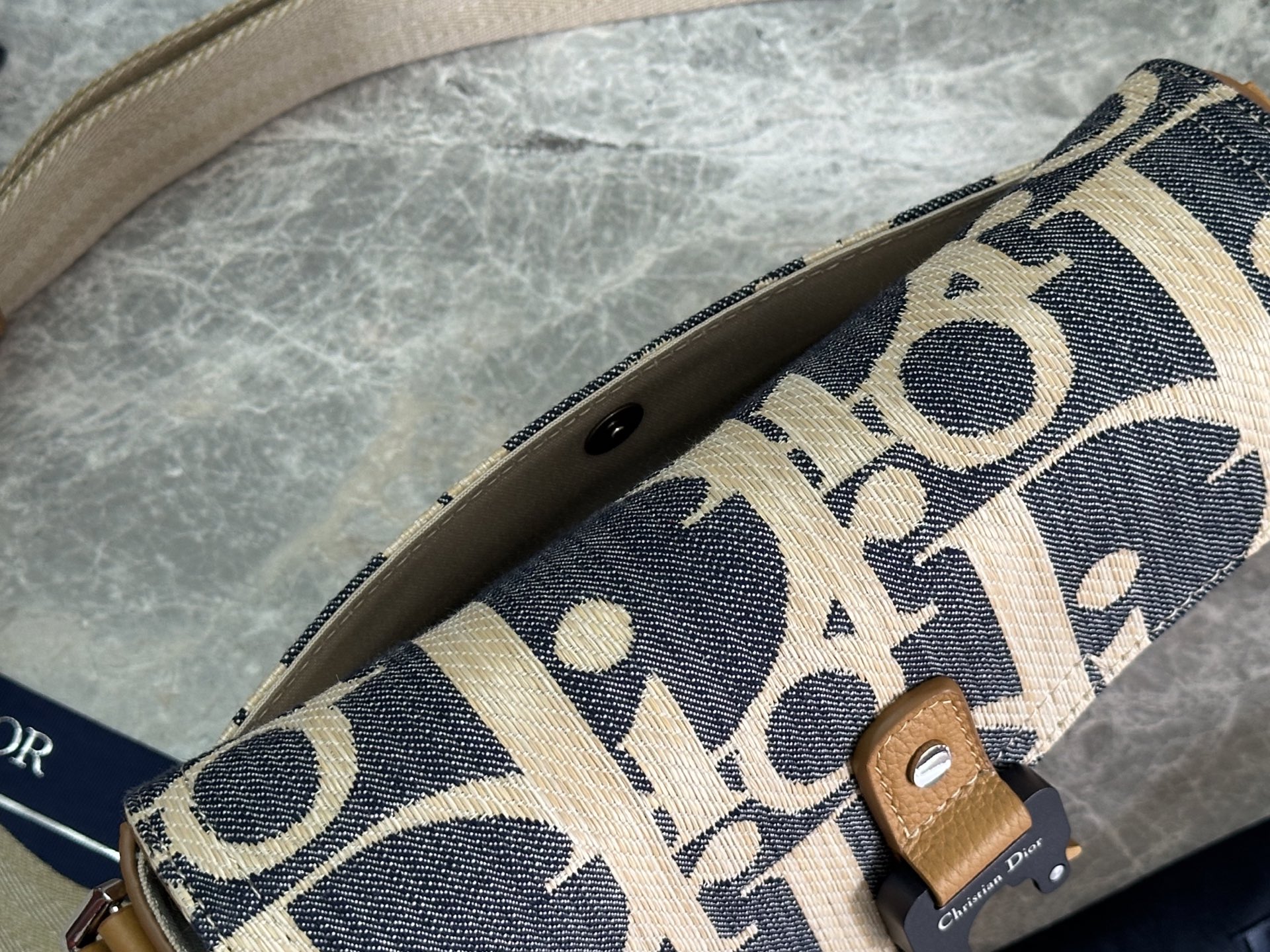 [TOP] Christian Dior Saddle Messenger Bag 24x16.5x5.5cm - Blue and Beige