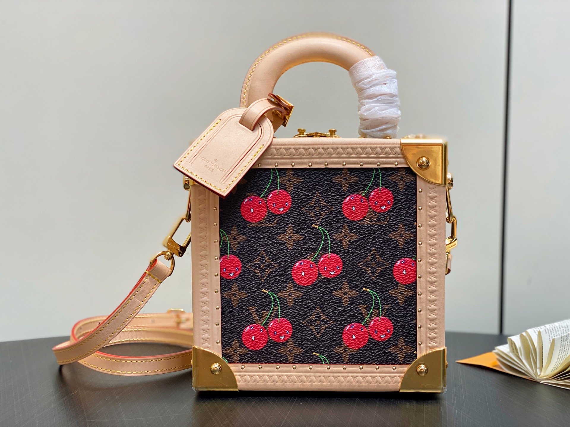 [TOP] Louis Vuitton LV Mini Square Trunk Cherry Box Bag 17x8x17cm - Brown