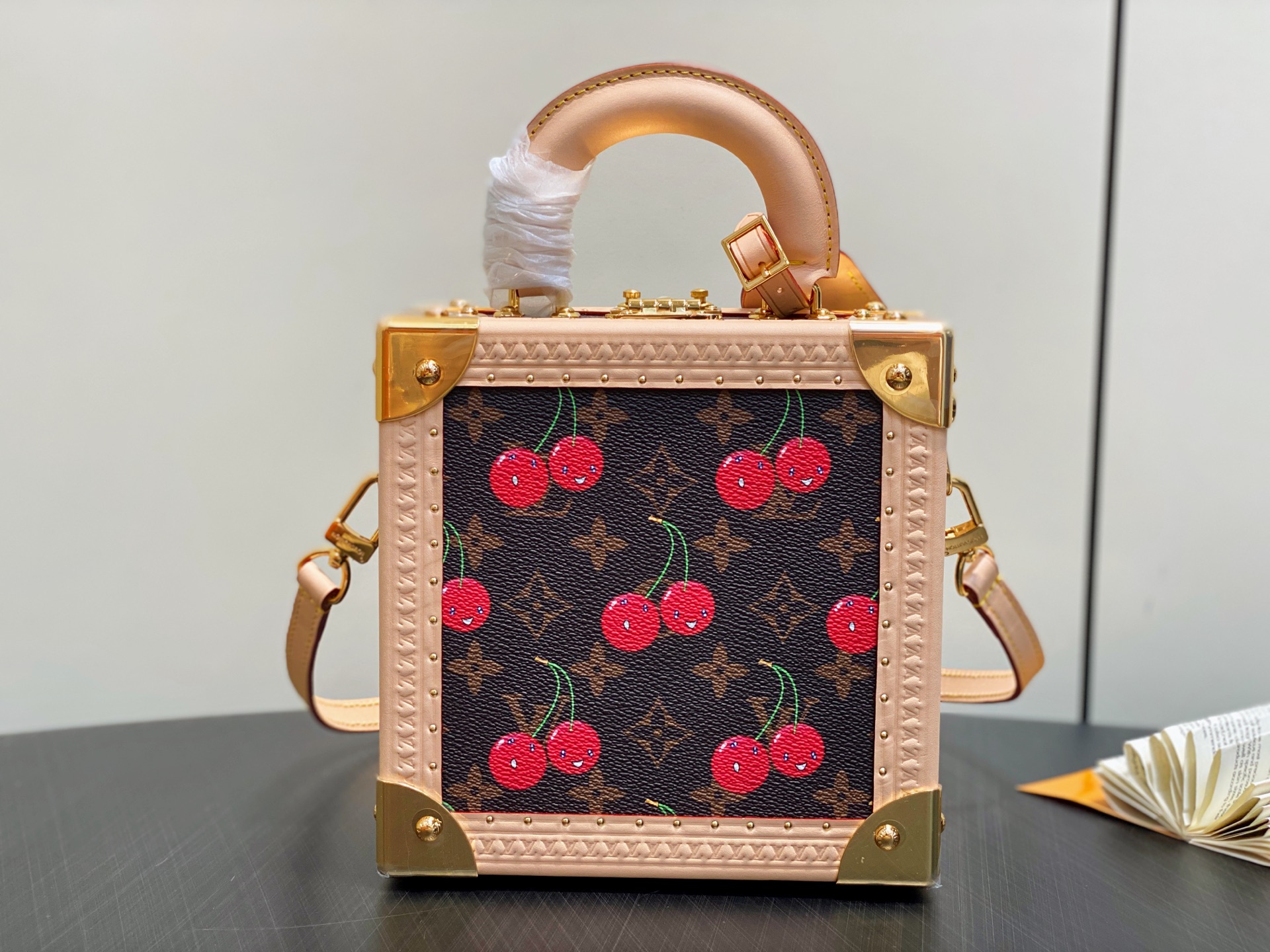 [TOP] Louis Vuitton LV Mini Square Trunk Cherry Box Bag 17x8x17cm - Brown