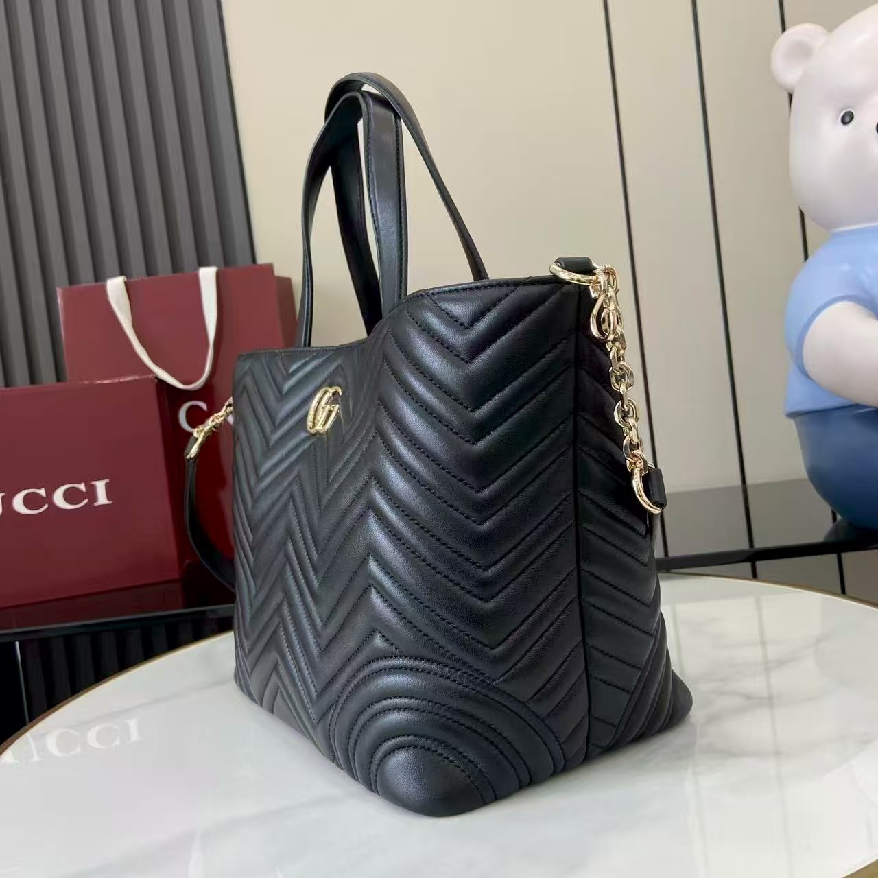 [TOP] GUCCI Betty Medium Tote Bag 39/28x24x16cm - Black