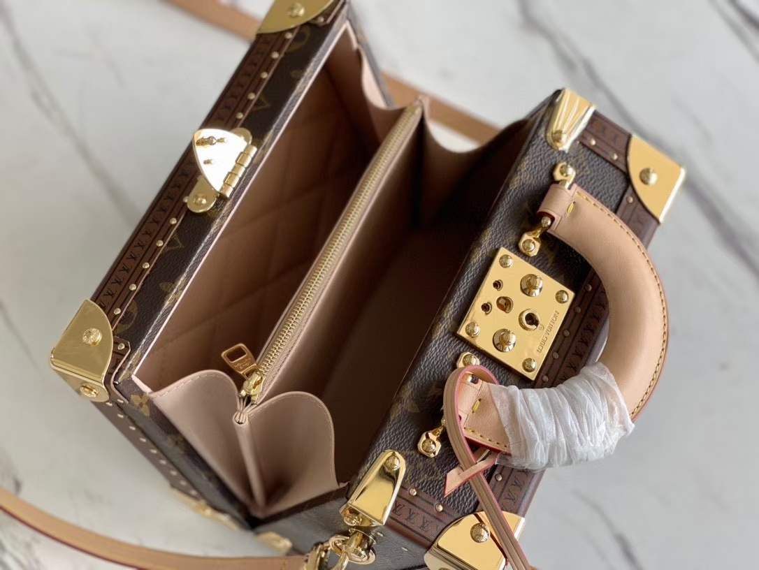 [TOP] Louis Vuitton LV Valisette Trésor Box Bag 22.5x16x11cm - Brown