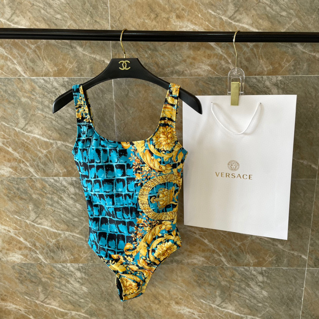 [TOP] VERSACE One-Piece Swimsuit - Blue and Yellow