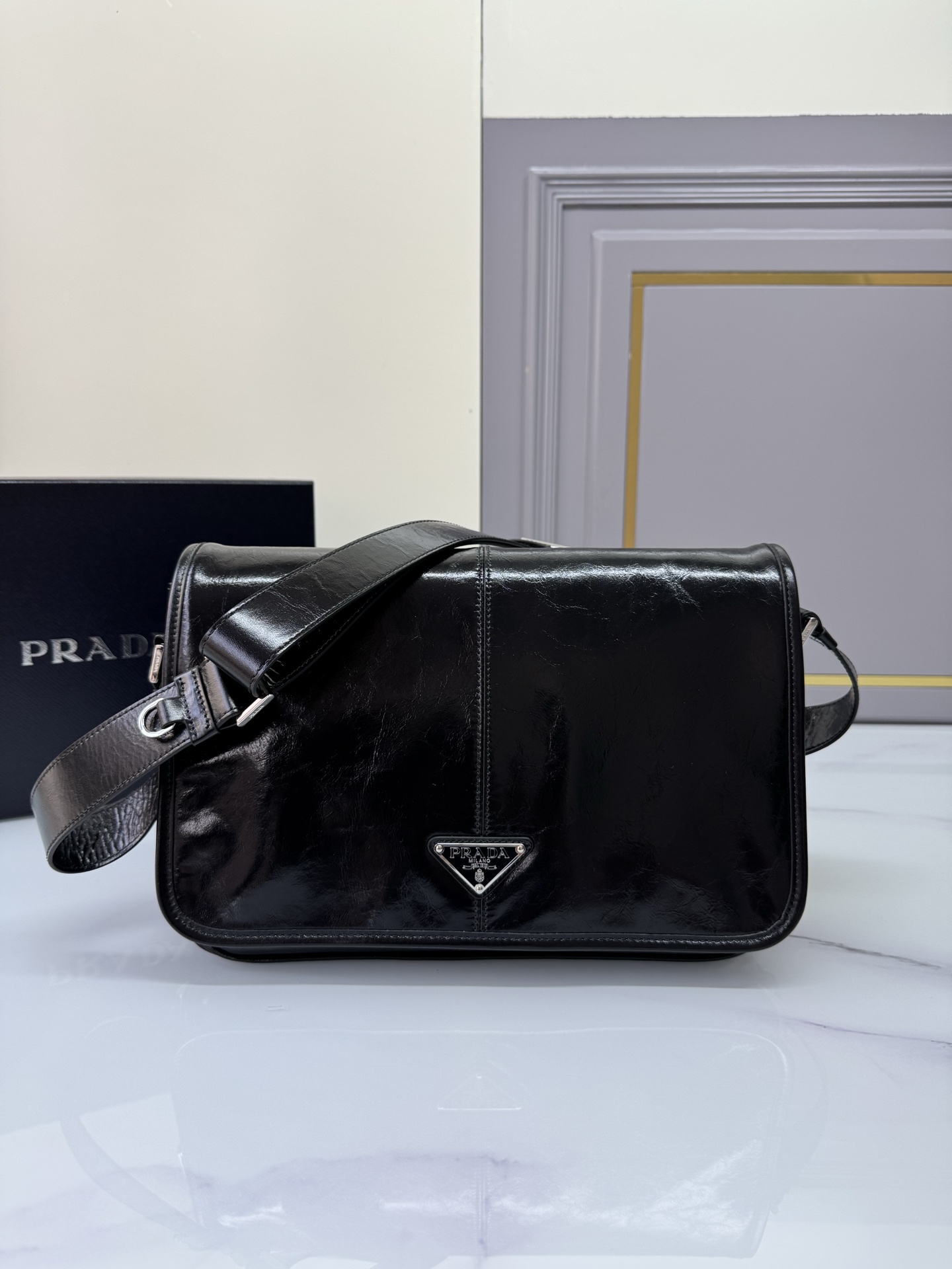 [TOP] PRADA Messenger Bag Wax Leather 30x20x11cm - 3 Color