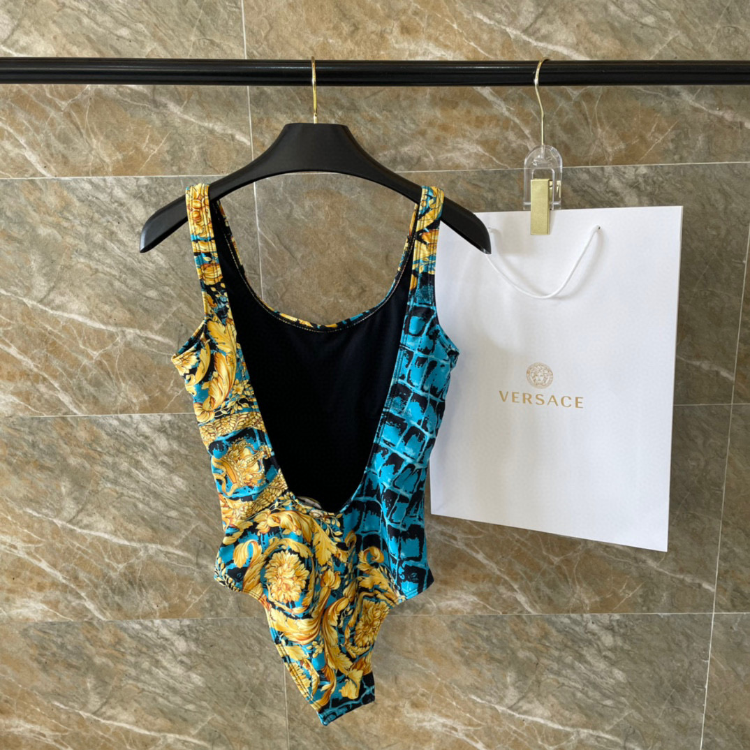 [TOP] VERSACE One-Piece Swimsuit - Blue and Yellow