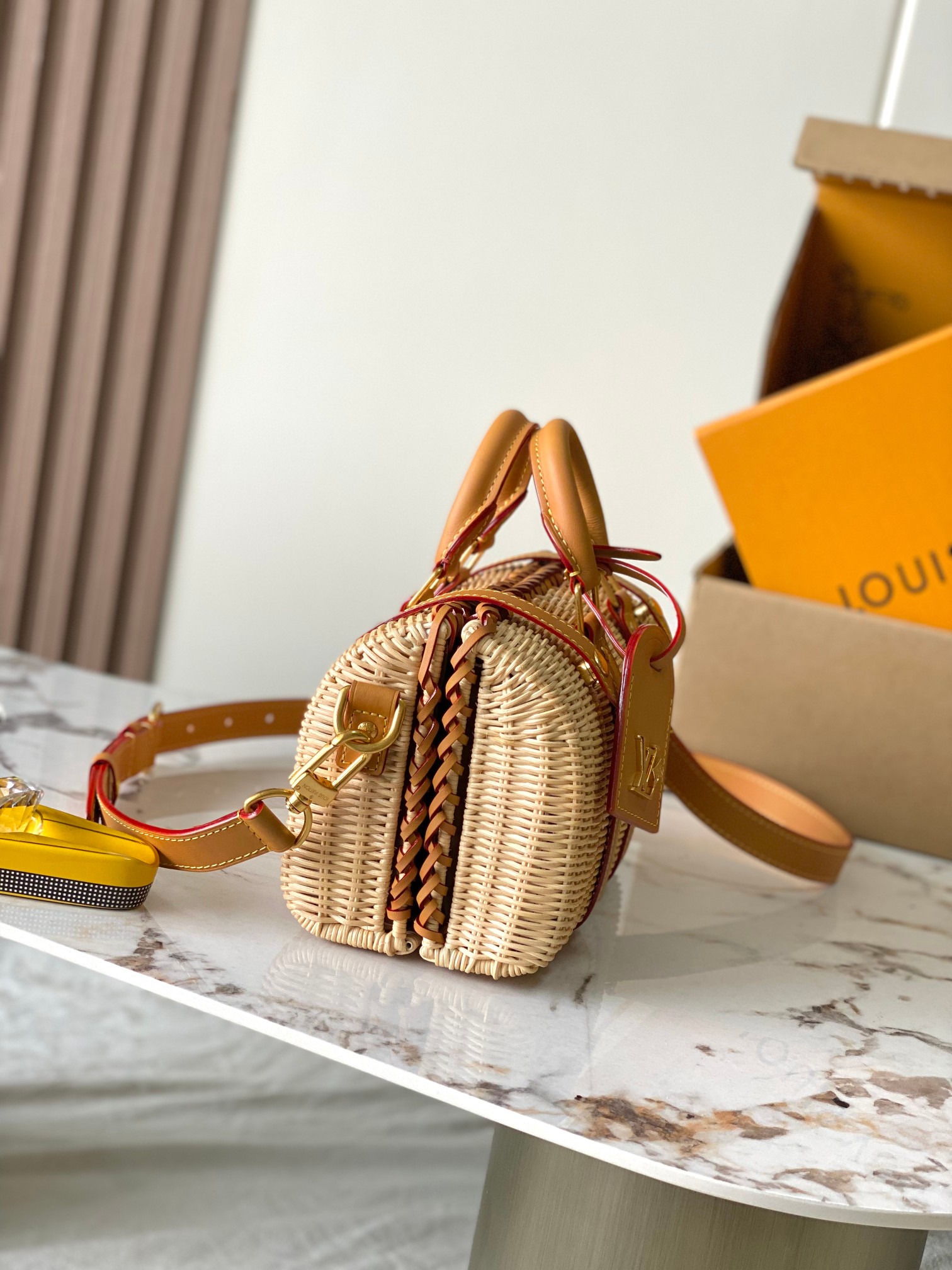 [TOP] Louis Vuitton LV Keepall Bandoulière 25 Rattan Handbag 25*15*11cm - Brown